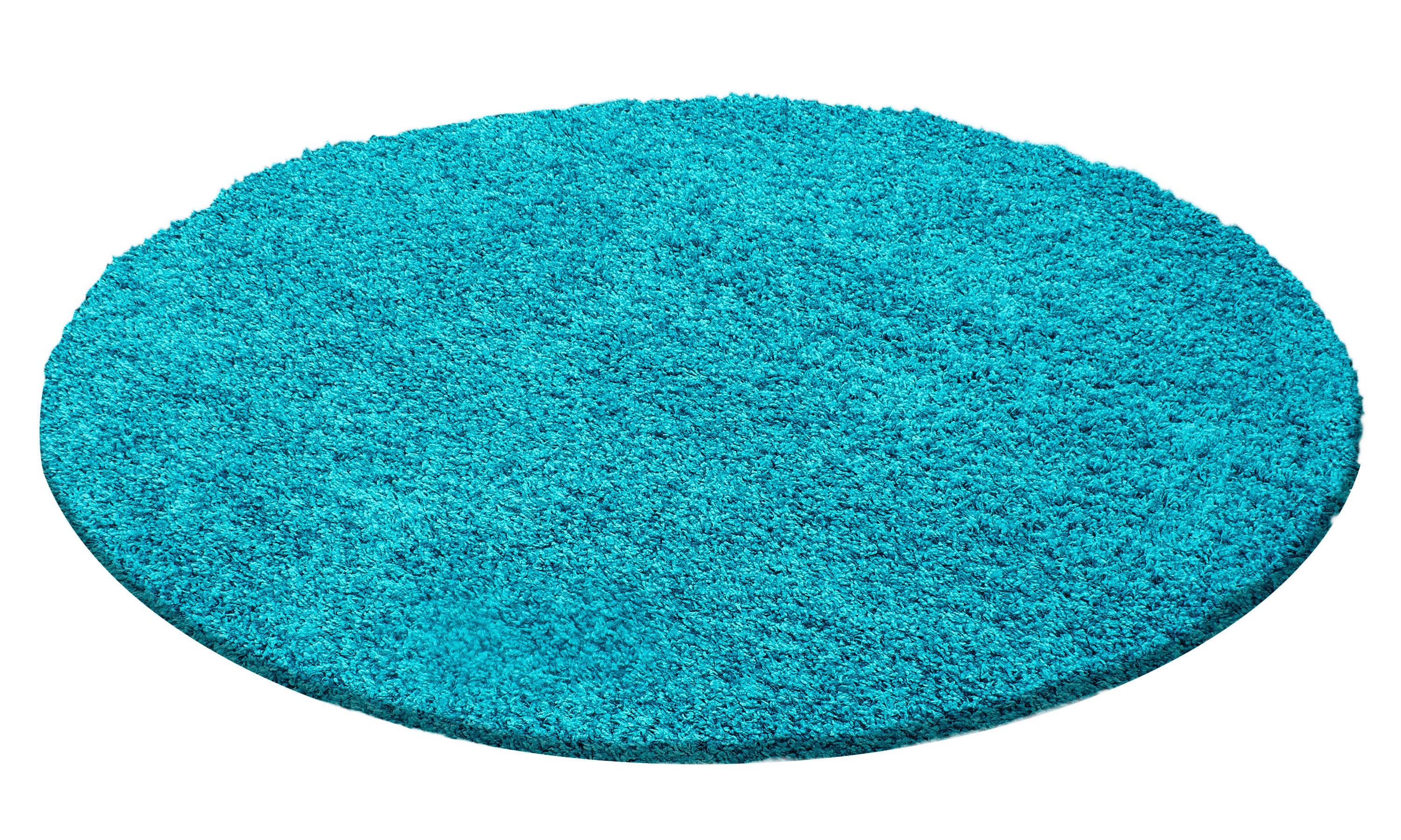 Hochflorteppich Life Türkis Ø ca. 80cm - Türkis, KONVENTIONELL, Textil (80cm) - Novel