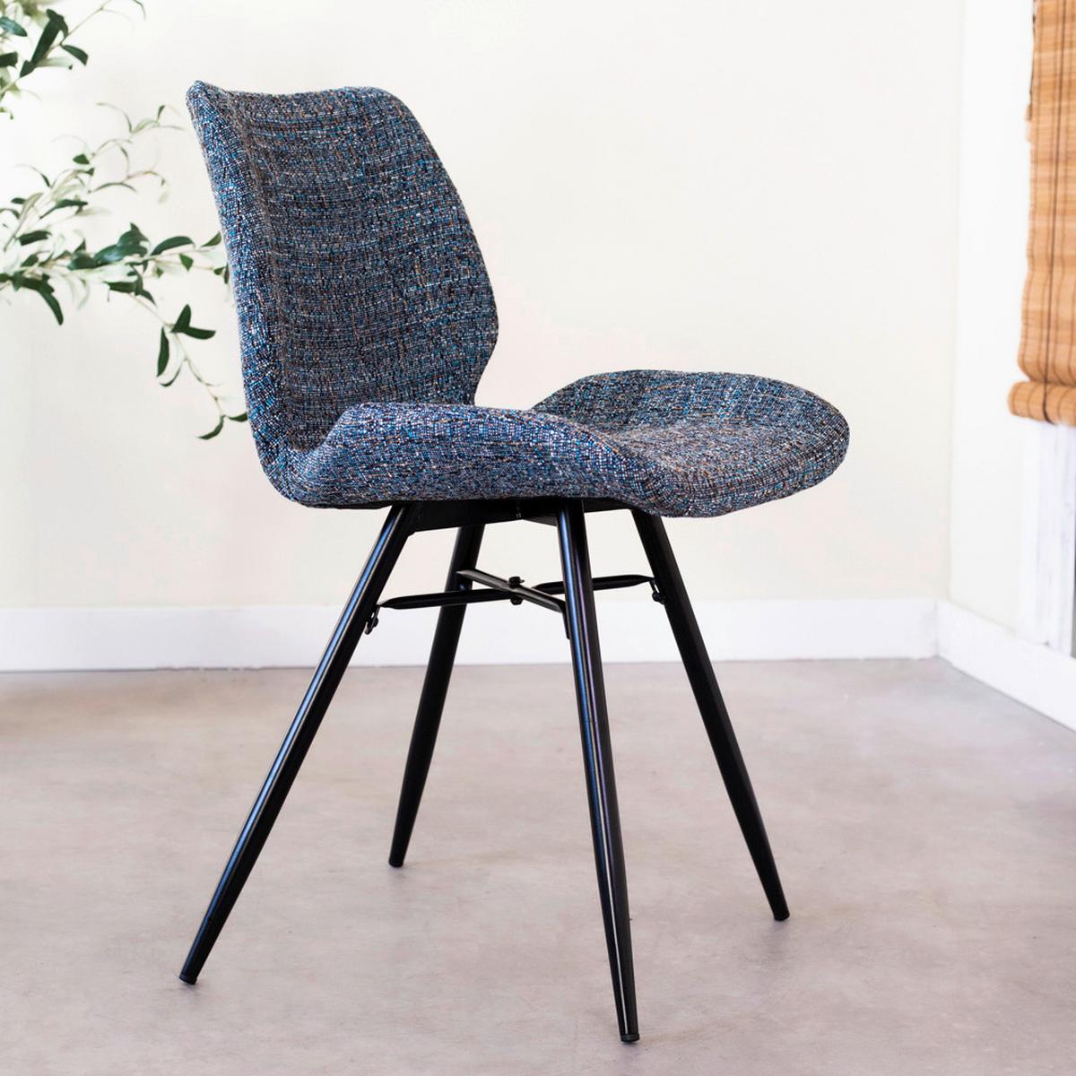 STUHL-SET BARRON - Blau/Schwarz, Design, Textil (47/82/55cm) - MID.YOU