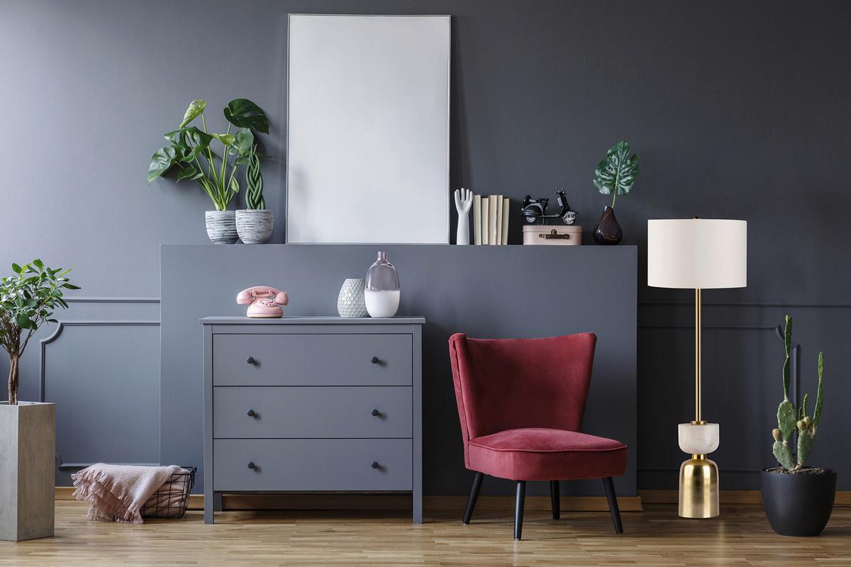 Stehleuchte Ceres 200 Weiss - Weiss/Goldfarben, Basics, Textil/Stein (30,5/30,5/127cm) - Kayoom