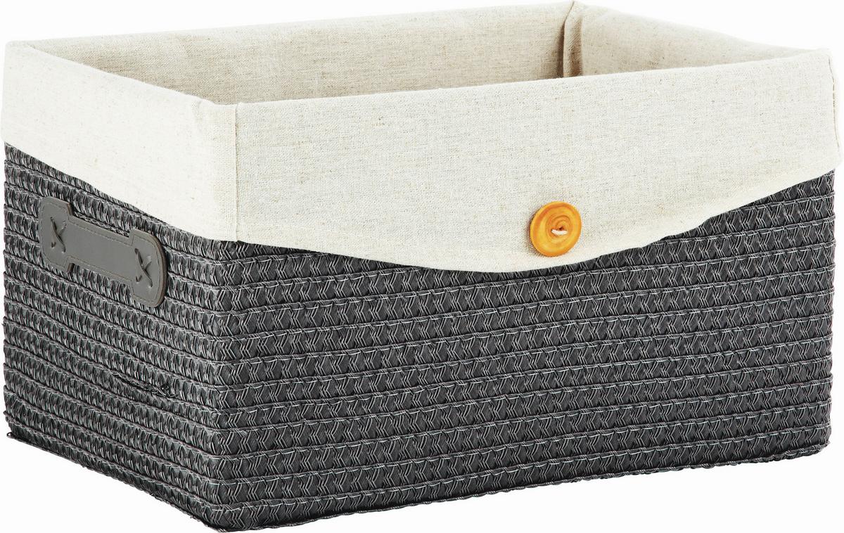 Coș pentru raft DENISE - gri, Romantik / Landhaus, plastic/textil (35/20/26cm) - Mömax