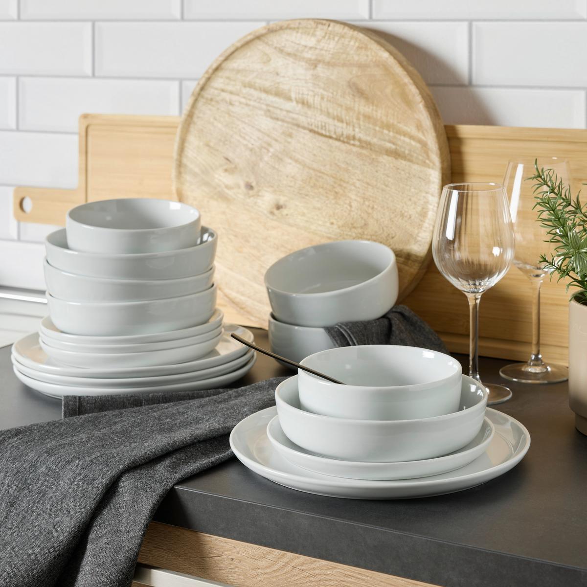 Serviciu de masă 16/1 Navina - alb, Konventionell, ceramică - Mäser