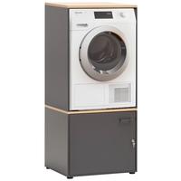 Waschmaschinenschrank-Set Solea Anthrazit - Chromfarben/Eichefarben, MODERN, Holzwerkstoff/Kunststoff (67,1/154,7/60cm) - MID.YOU