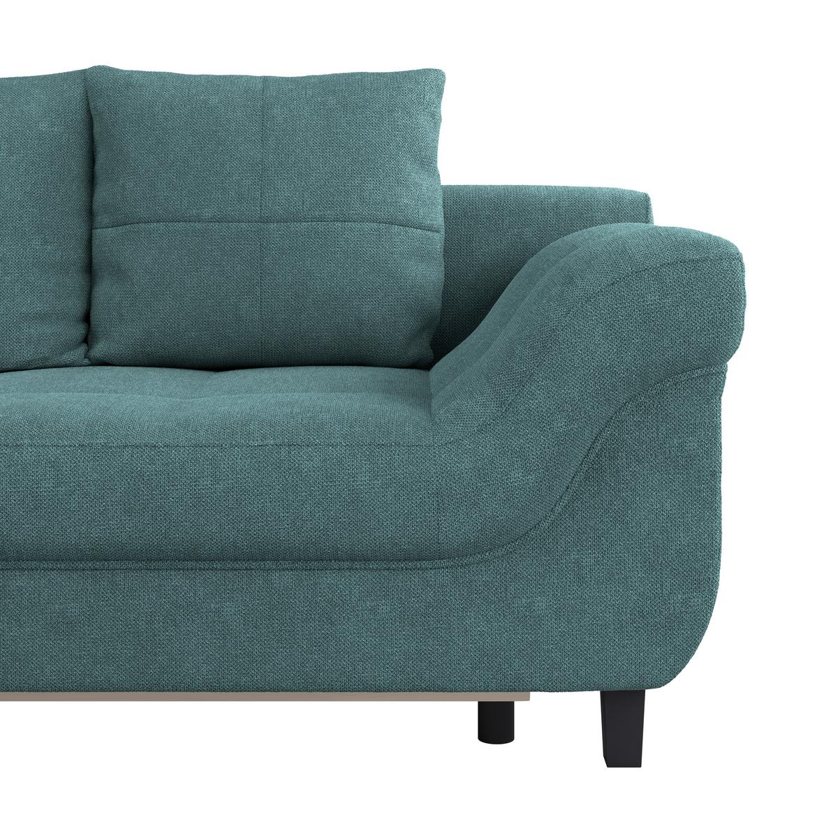 Kutna Garnitura Mendoza - boje petroleja/crna, Design, tekstil/drvo (197/309cm) - Modern Living