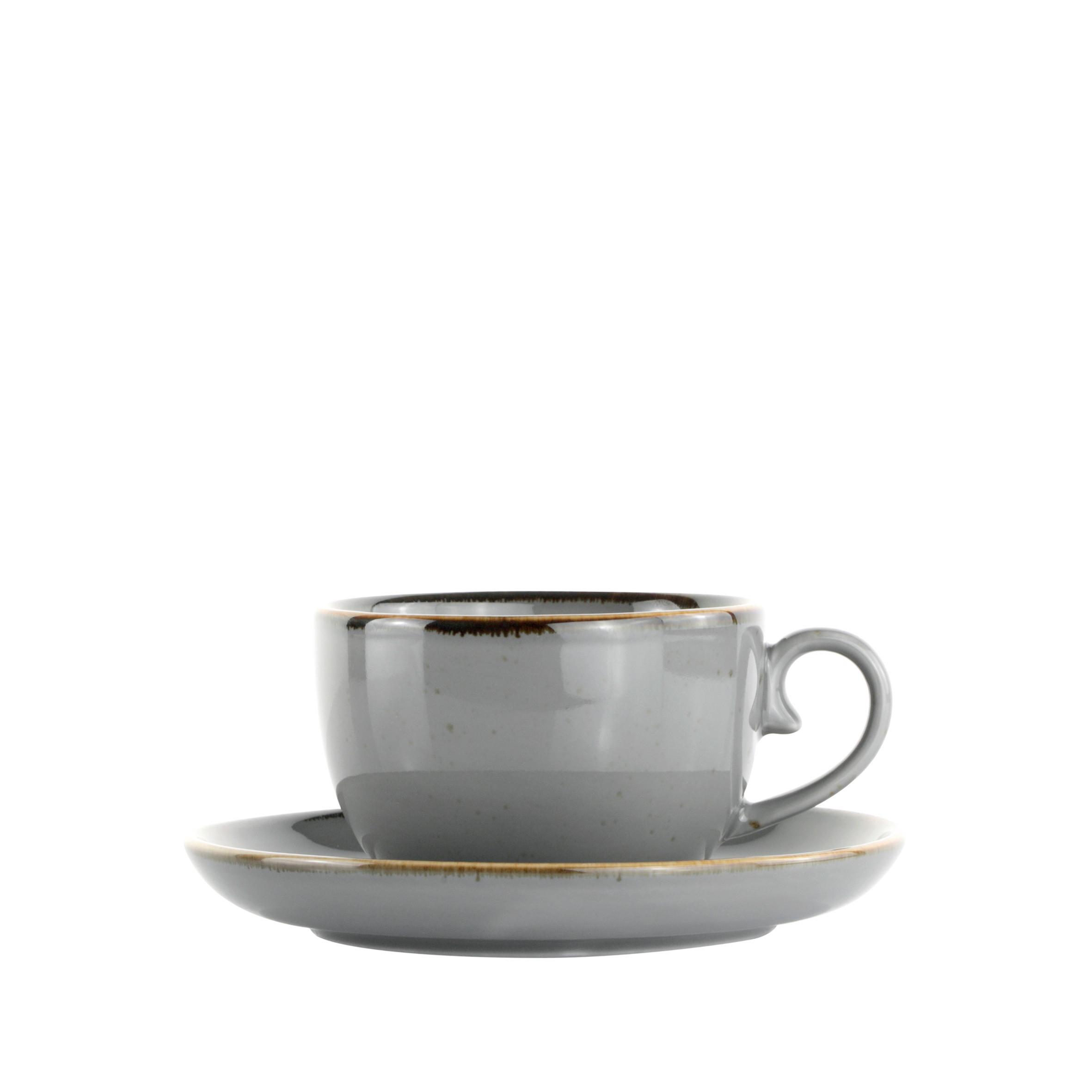 Kaffeetasse mit Untertasse Capri Grau - Grau, MODERN, Keramik - Mömax