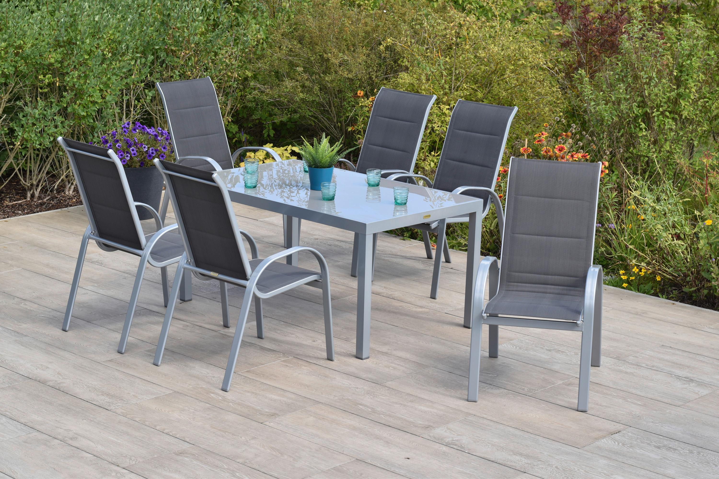 GARTENSET AMALFI DI LUSSO - Anthrazit/Silberfarben, MODERN, Textil/Metall - Gardenson