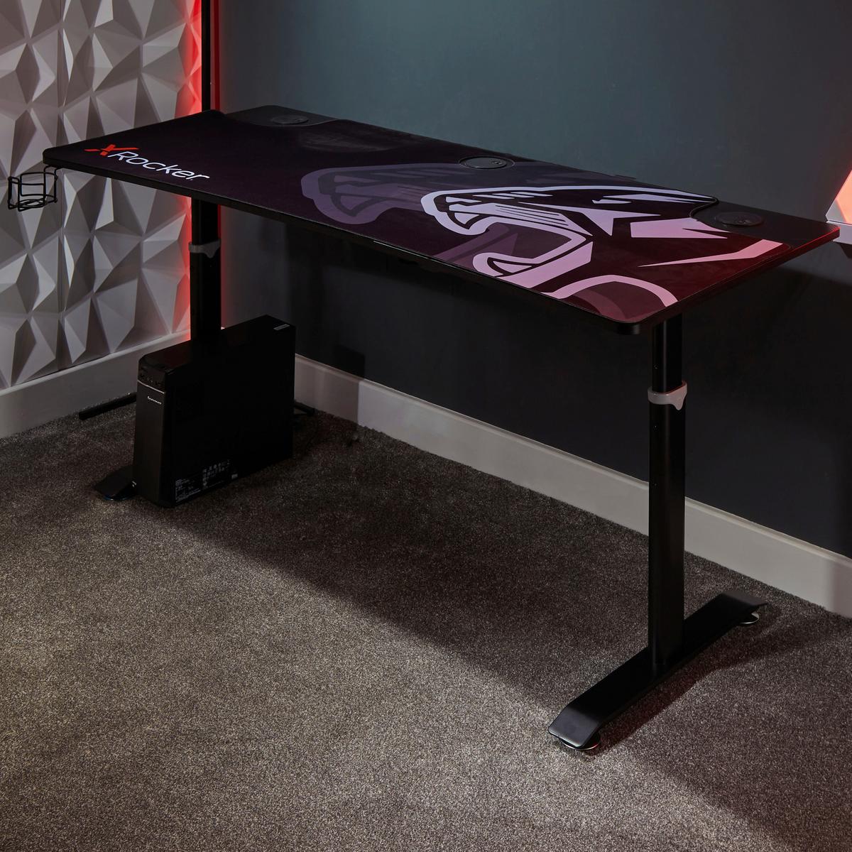 Gamingtisch Panther ca. 160,5x80x80cm Schwarz - Schwarz, MODERN, Holzwerkstoff/Metall (160,5/80/80cm) - X Rocker