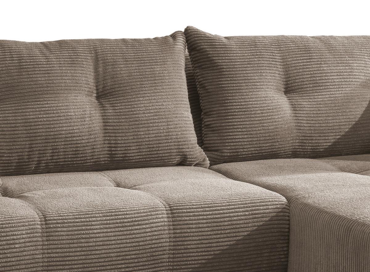 Wohnlandschaft Restato Graubraun Cord - Graubraun/Schwarz, MODERN, Holz/Textil (246/177cm) - MID.YOU