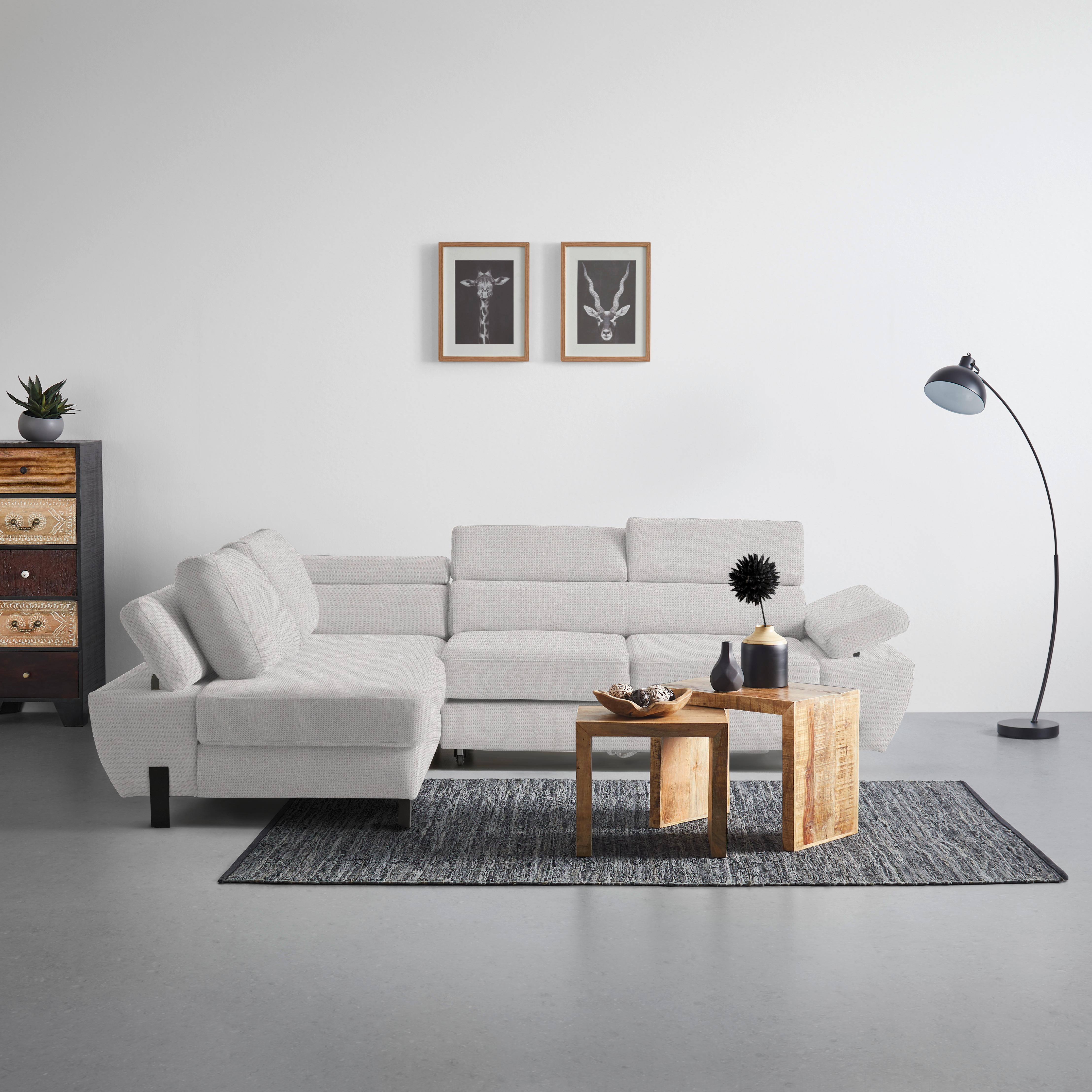 Ecksofa Molina Mini Silberfarben - Silberfarben/Schwarz, MODERN, Textil/Metall (189/277cm) - Mömax