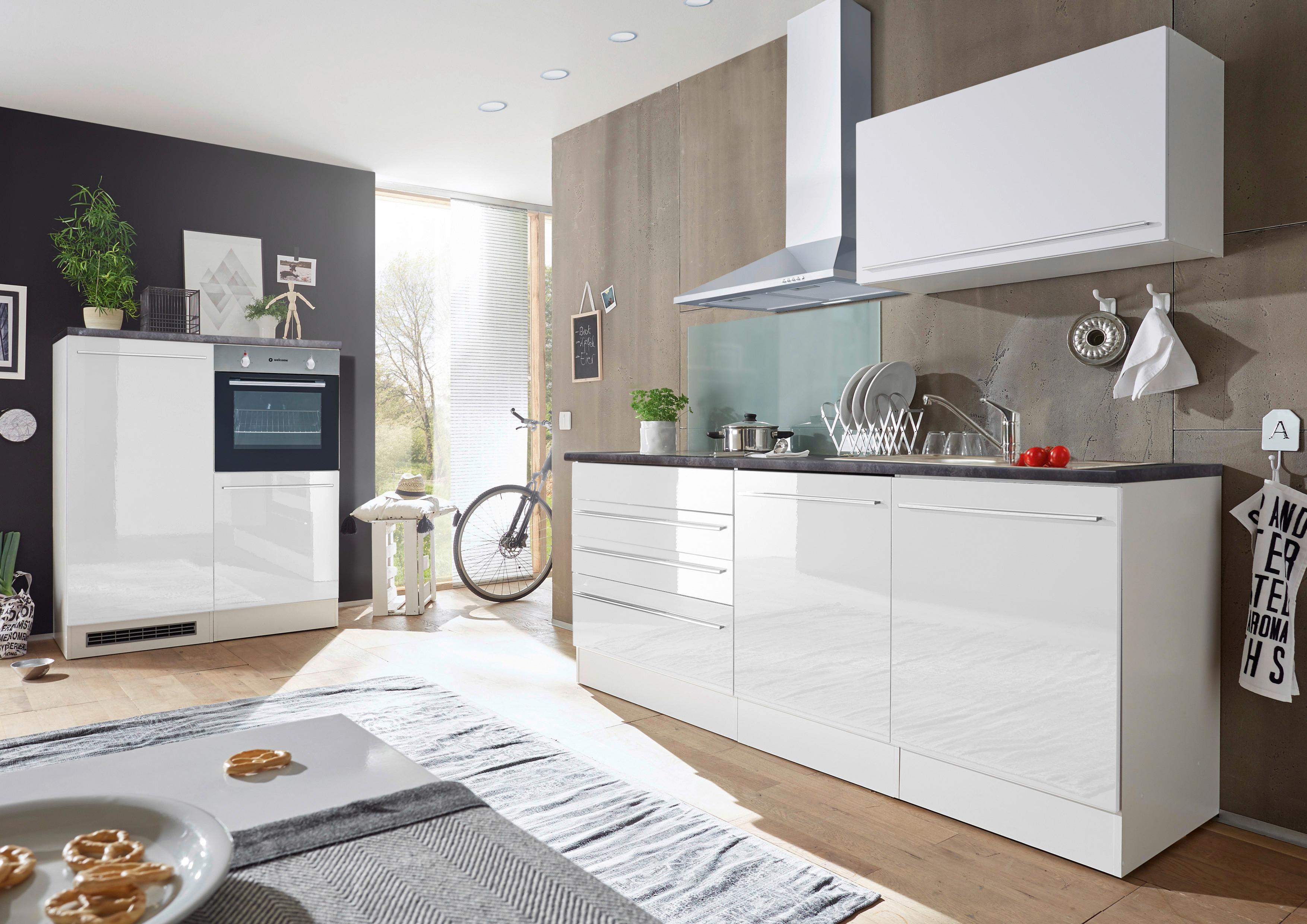 Moderen Kuhinjski Blok Brez Aparatov Welcome Jazz, Bela - bela/visoki sijaj, Konvencionalno, leseni material (320cm) - Modern Living