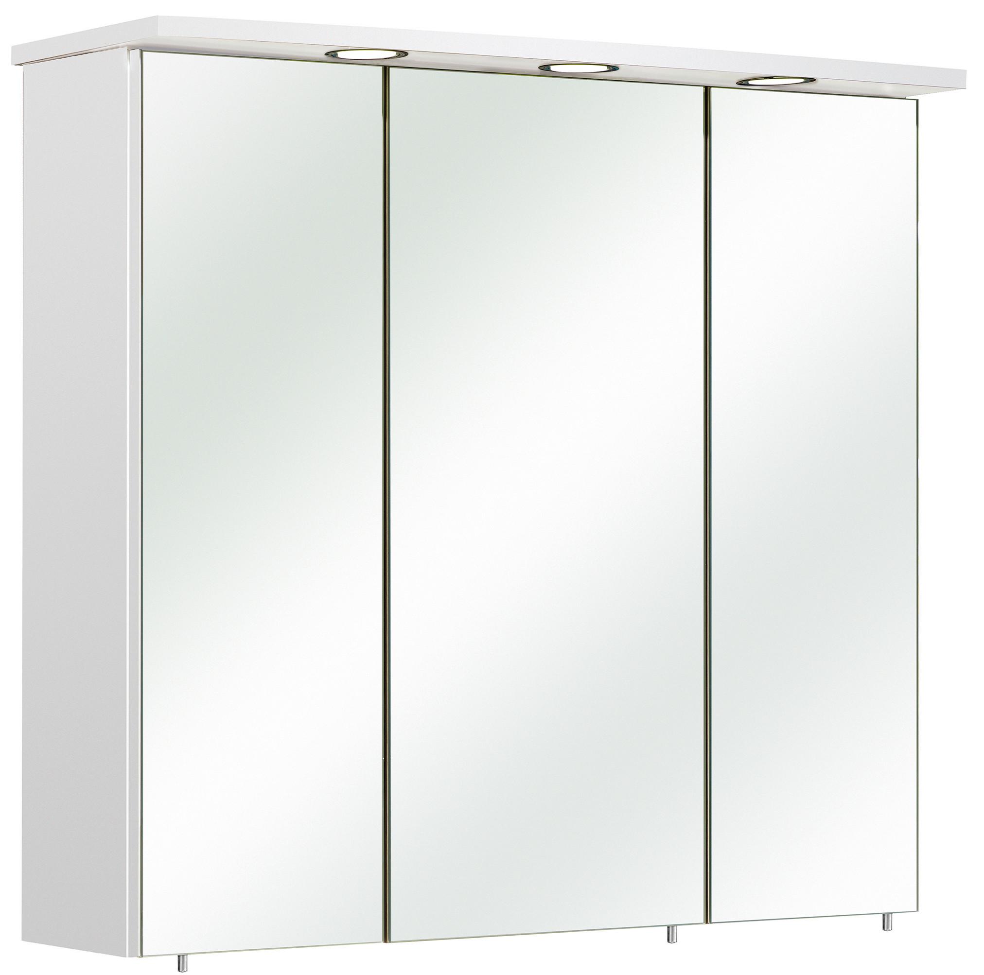 Tükrös Szekrény Carina - krómszínű/fehér, Modern, faalapú anyag/Üveg (72/75/20cm)