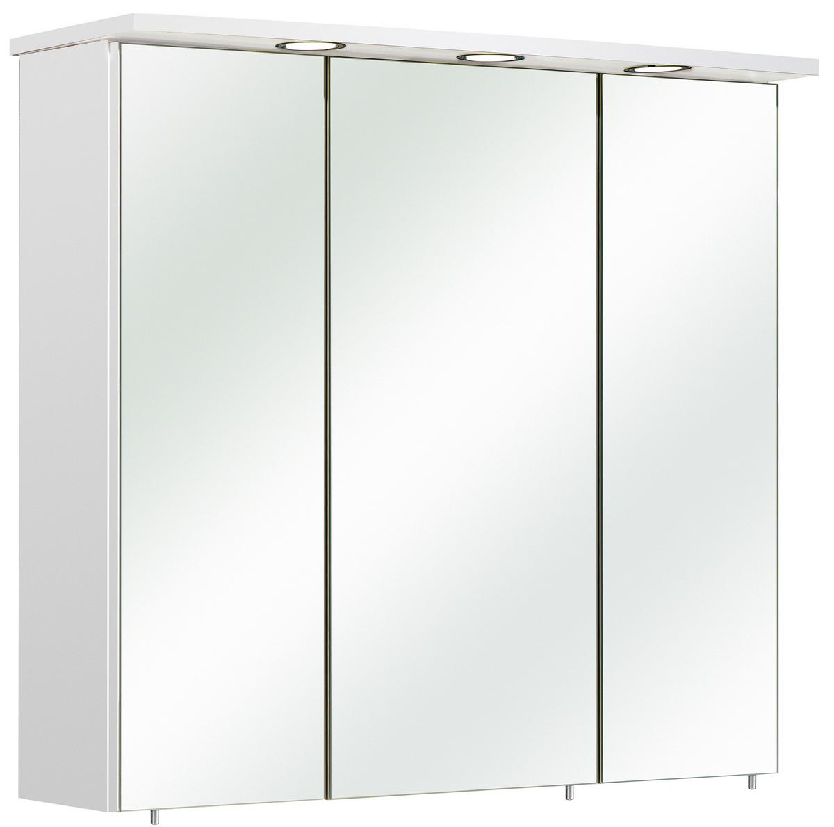 Tükrös Szekrény Carina - krómszínű/fehér, Modern, faalapú anyag/Üveg (72/75/20cm)