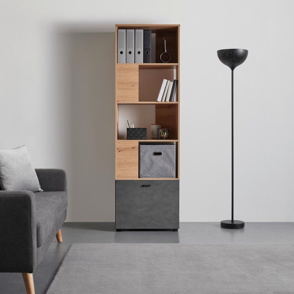 Regal in Eiche Artisan - Schwarz/Eiche Artisan, Modern, Holzwerkstoff/Kunststoff (60,4/195/41,3cm) - Mömax