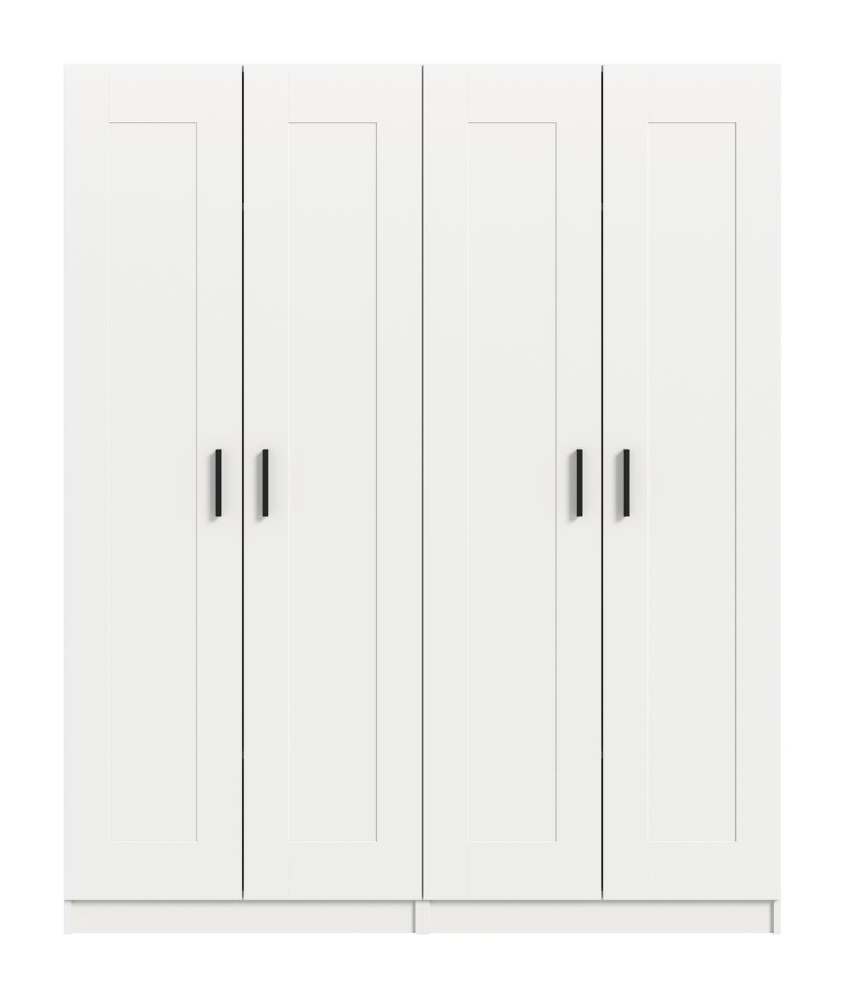 Drehtürenschrank Visby Weiß - Schwarz/Weiß, ROMANTIK / LANDHAUS, Holzwerkstoff/Kunststoff (160/194/56cm) - Livetastic