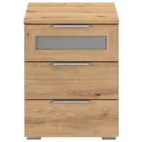 Noćni Ormarić Mars 3l-Gr - hrast Artisan/boje aluminija, Basics, drvni materijal/metal (40/50/40cm) - Modern Living