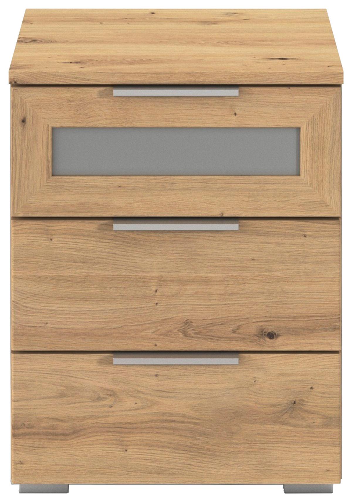 Noćni Ormarić Mars 3l-Gr - hrast Artisan/boje aluminija, Basics, drvni materijal/metal (40/50/40cm) - Modern Living