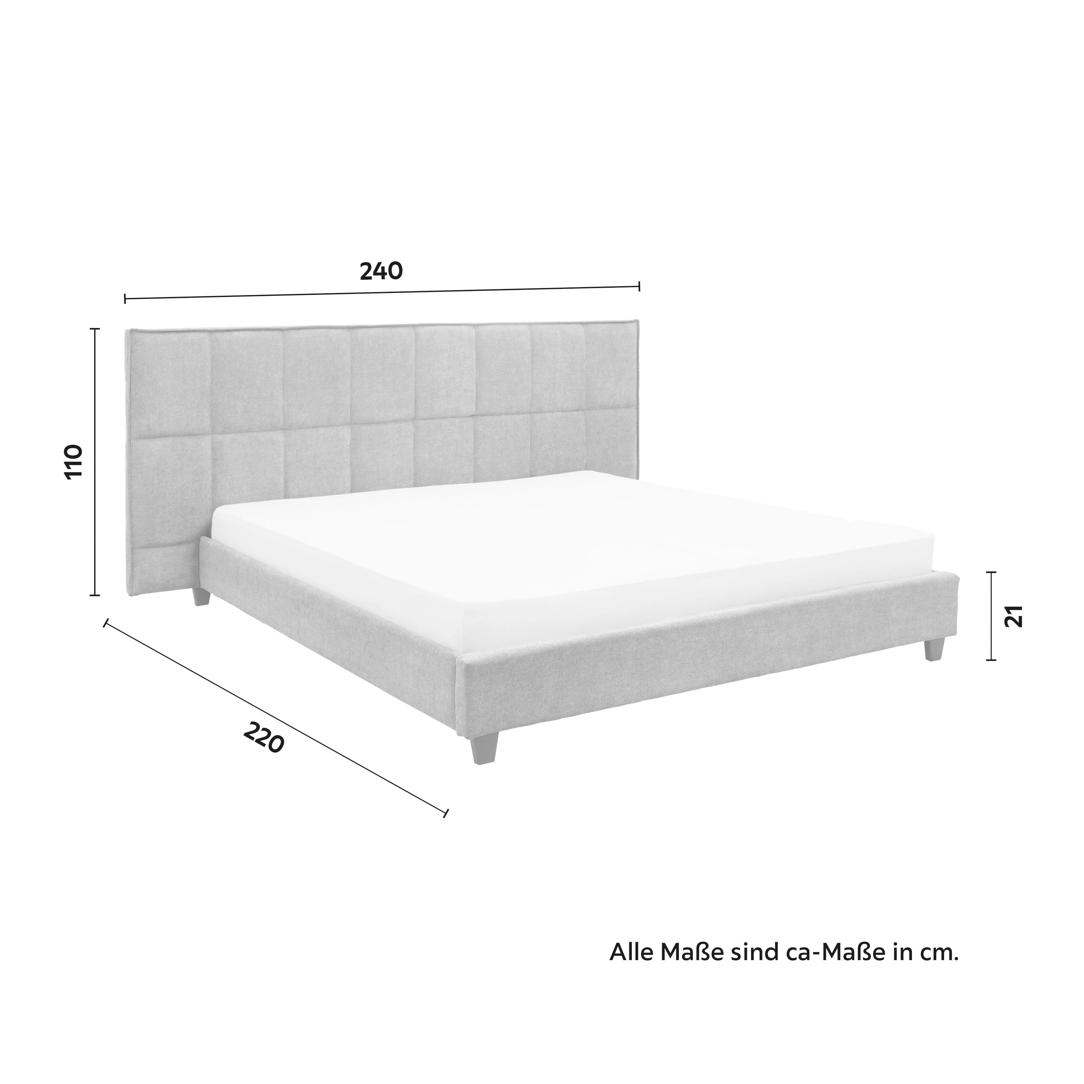 STOPPAD SÄNG VALERIA - grå/svart, Modern, trämaterial/trä (180/200cm) - Bessagi Home