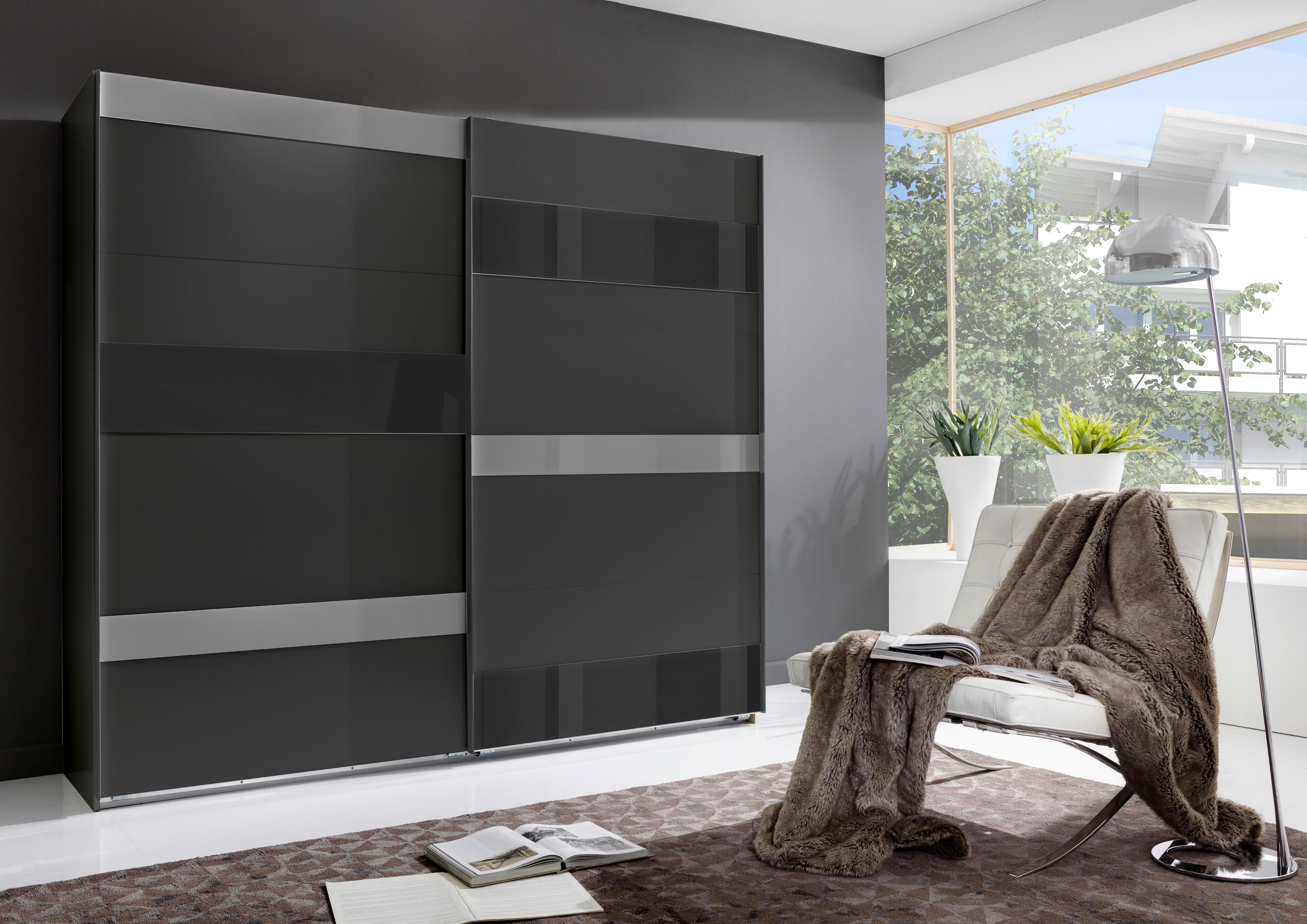Ormar S Kliznim Vratima Monaco - boje grafita/siva, Moderno, staklo/drvni materijal (270/210/65cm) - Modern Living