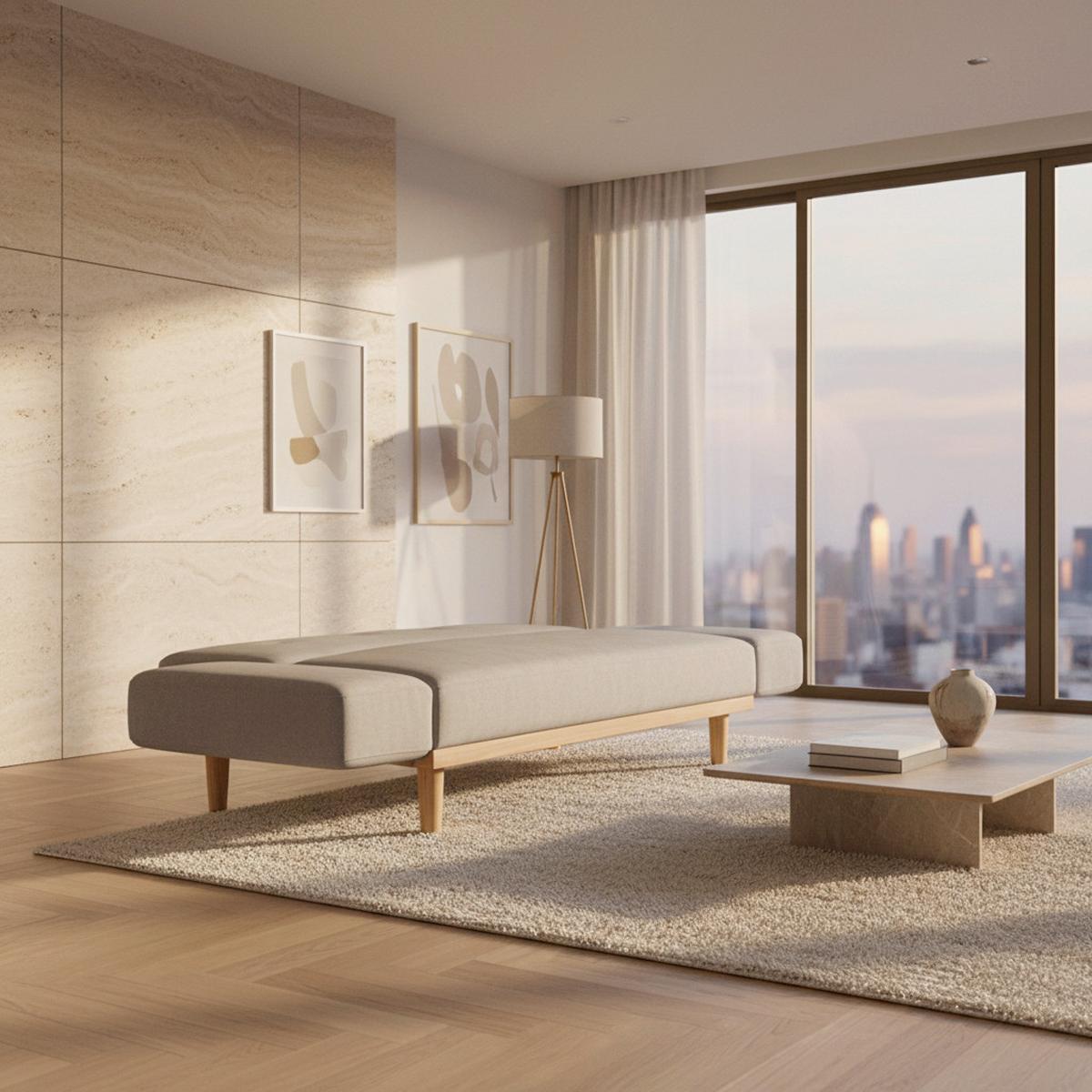 Schlafsofa Felicia Hellgrau Webstoff - Hellgrau/Naturfarben, MODERN, Holz/Textil (169/71/79cm) - Bessagi Home