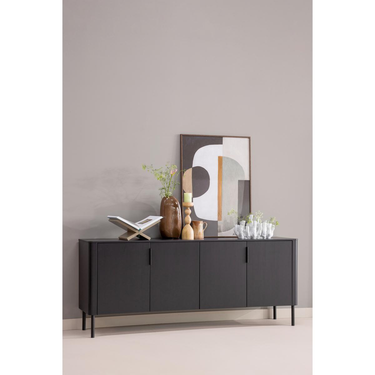 Sideboard Gunnar Schwarz B: 201 cm - Schwarz, Design, Holz/Metall (201/85/44cm) - Livetastic