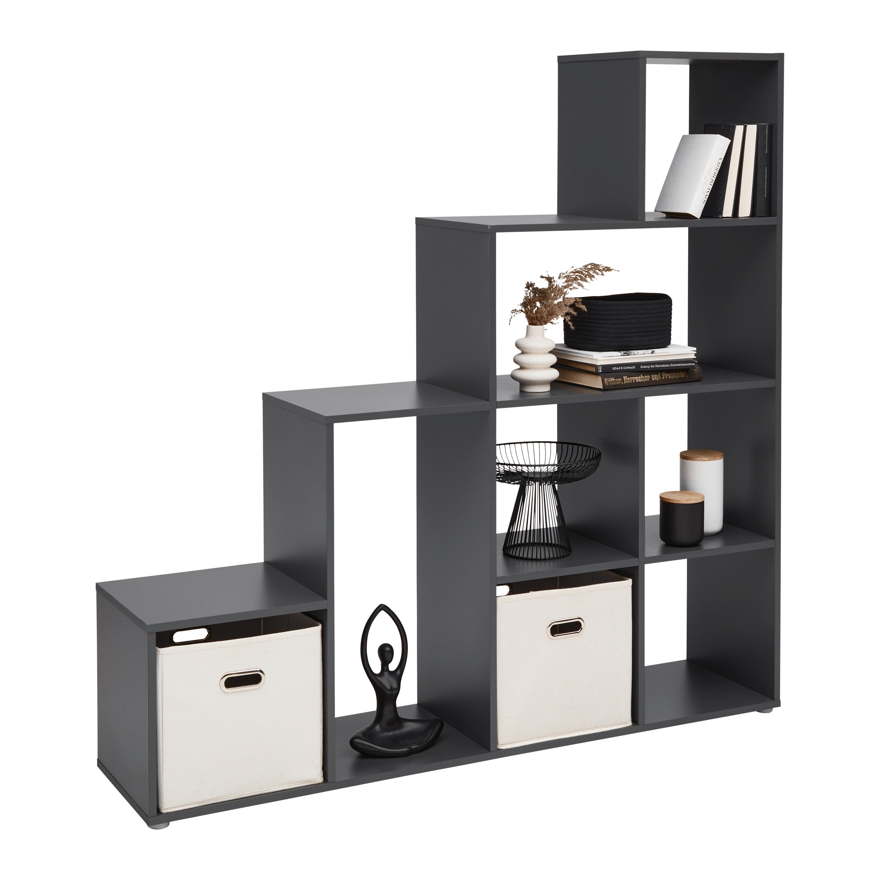 Regal Cassa 2 Anthrazit - Anthrazit, Konventionell, Holzwerkstoff (148/150/35cm) - Mömax