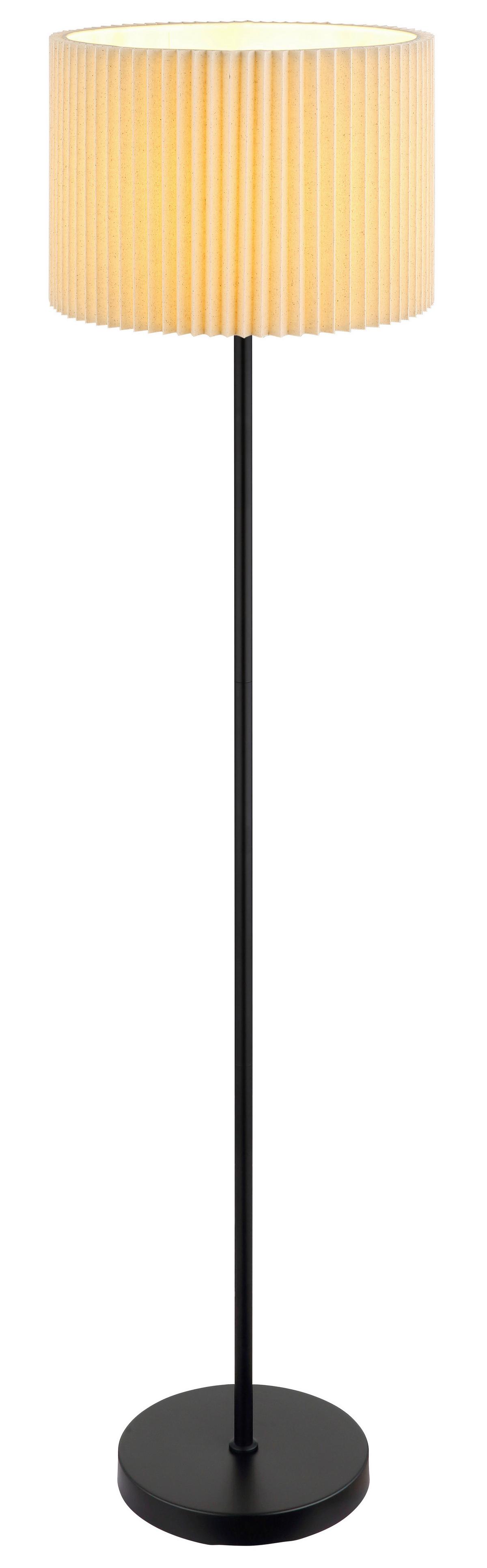 STEHLEUCHTE 15757S PAGE - Schwarz/Naturfarben, Konventionell, Textil/Metall (38/152cm) - Globo