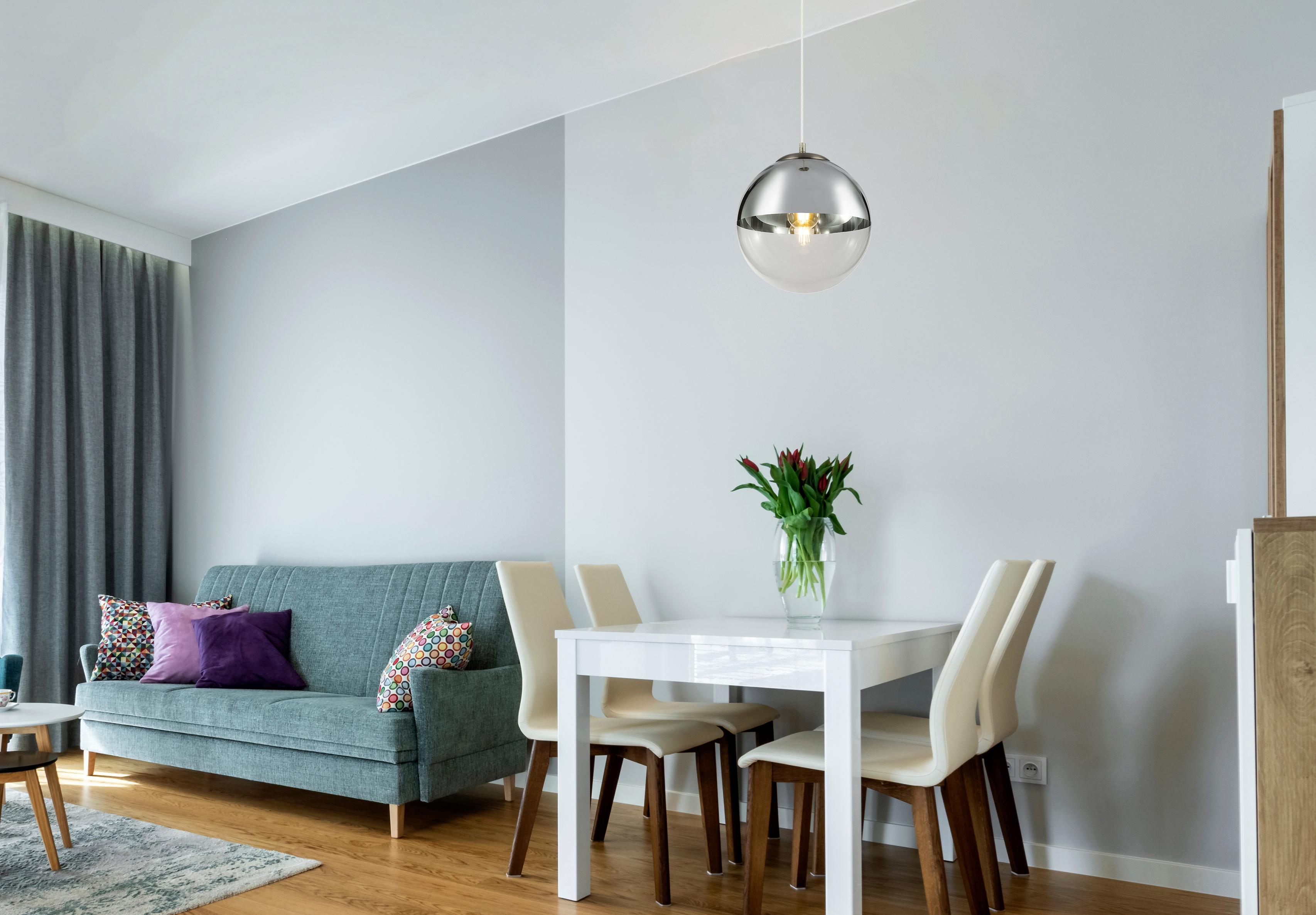 Hängeleuchte Varus in Chromfarben max. 40 Watt - Chromfarben/Transparent, Design, Glas/Metall (30/120cm) - Globo