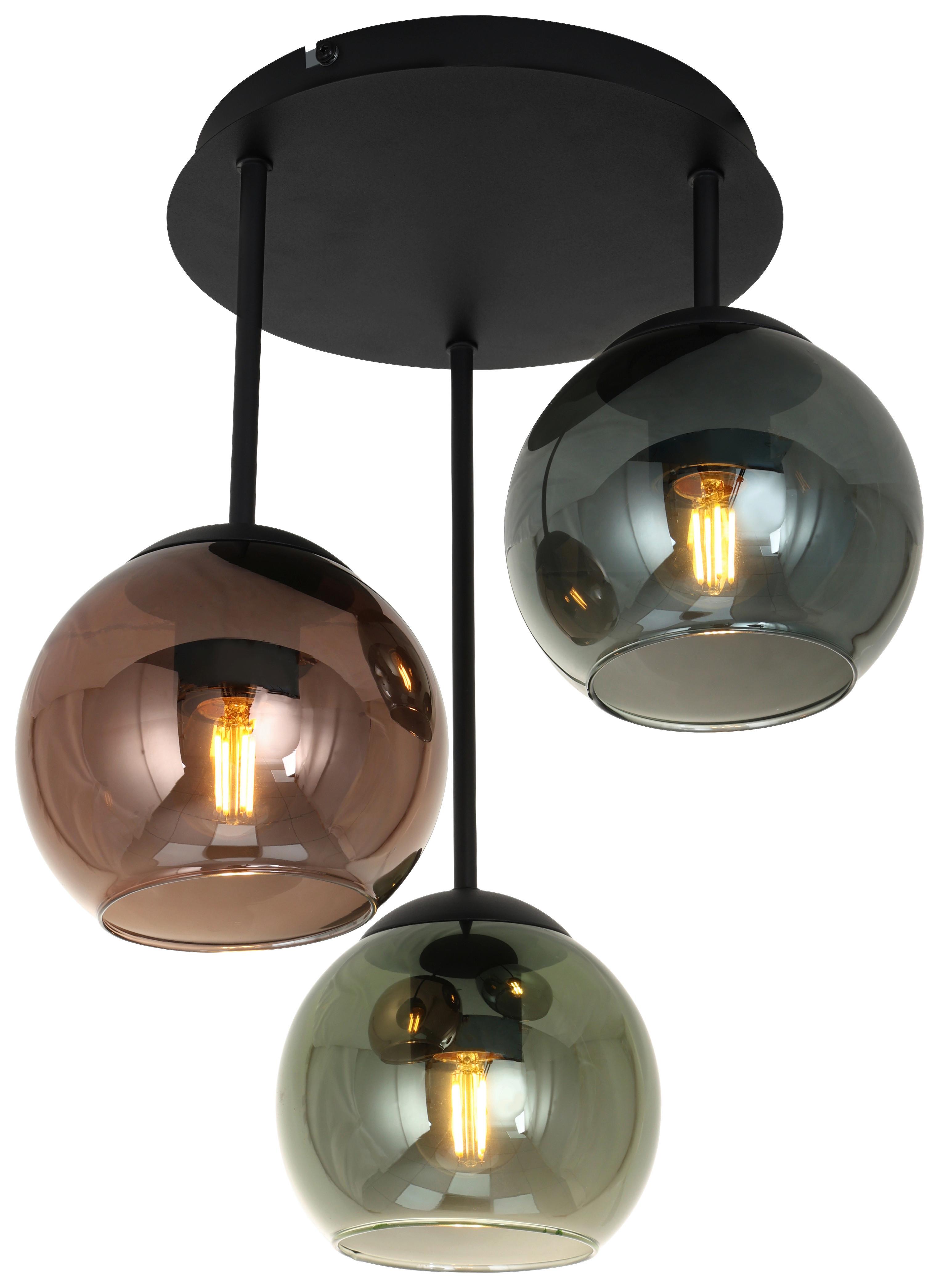 Deckenleuchte Gren Multicolor max. 25 Watt - Blau/Rot, MODERN, Glas/Metall (34.5/40,5cm)