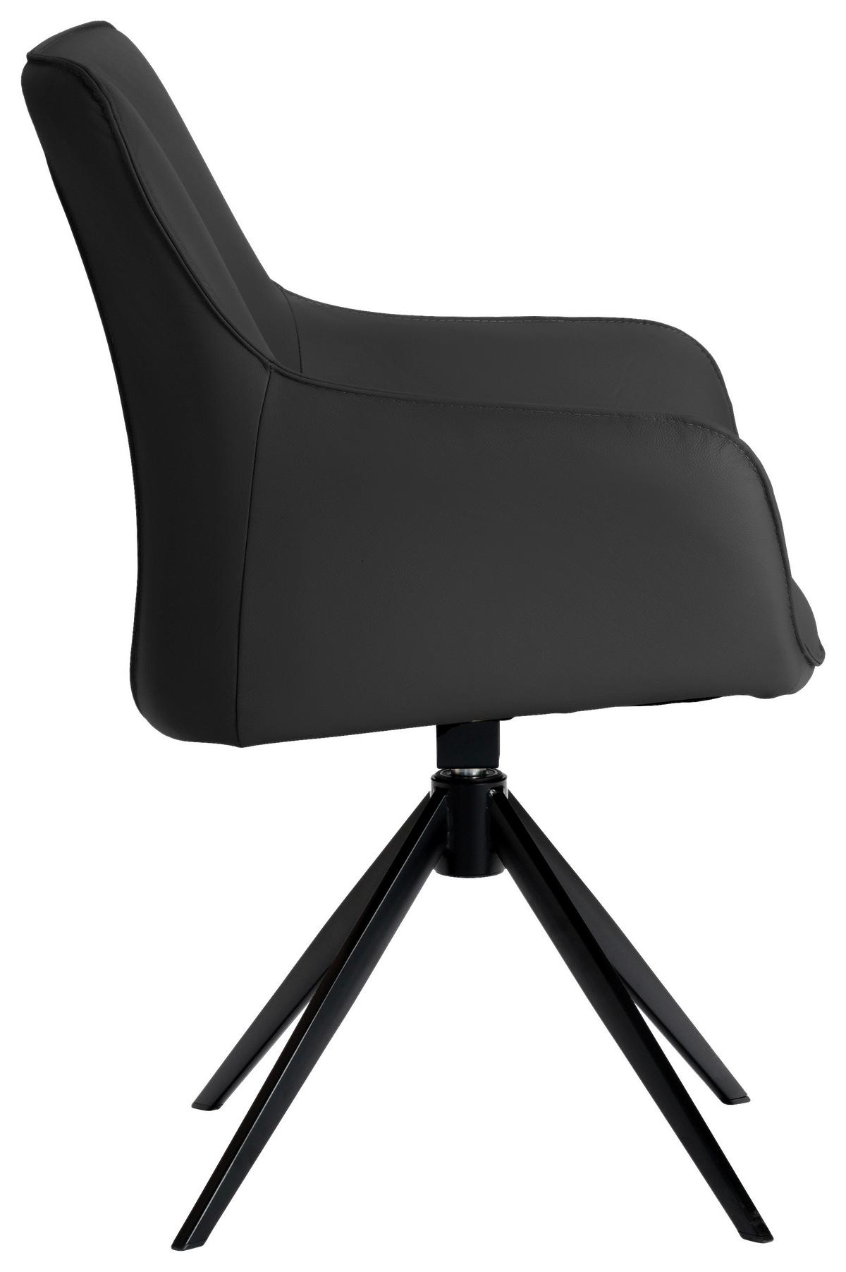 KRZESŁO Z PODŁOKIETNIKAMI YUKI -EXKLUSIV- - czarny, Design, skóra/metal (64/87/60cm) - Novel