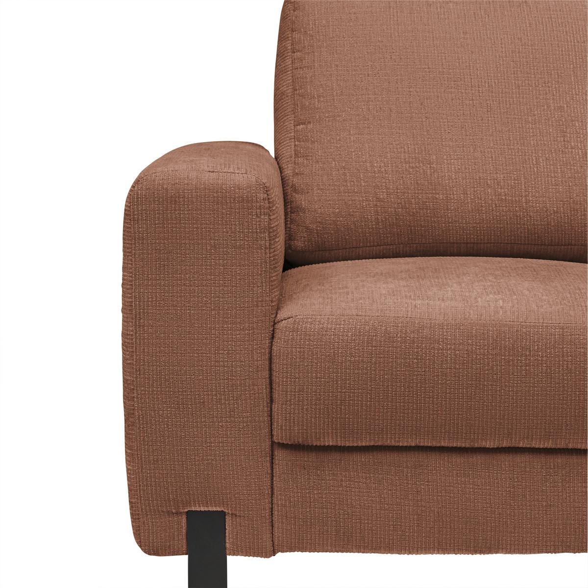 2-Sitzer-Sofa Piega Rosa - Schwarz/Rosa, MODERN, Textil/Metall (189/66-87/96cm) - Mömax
