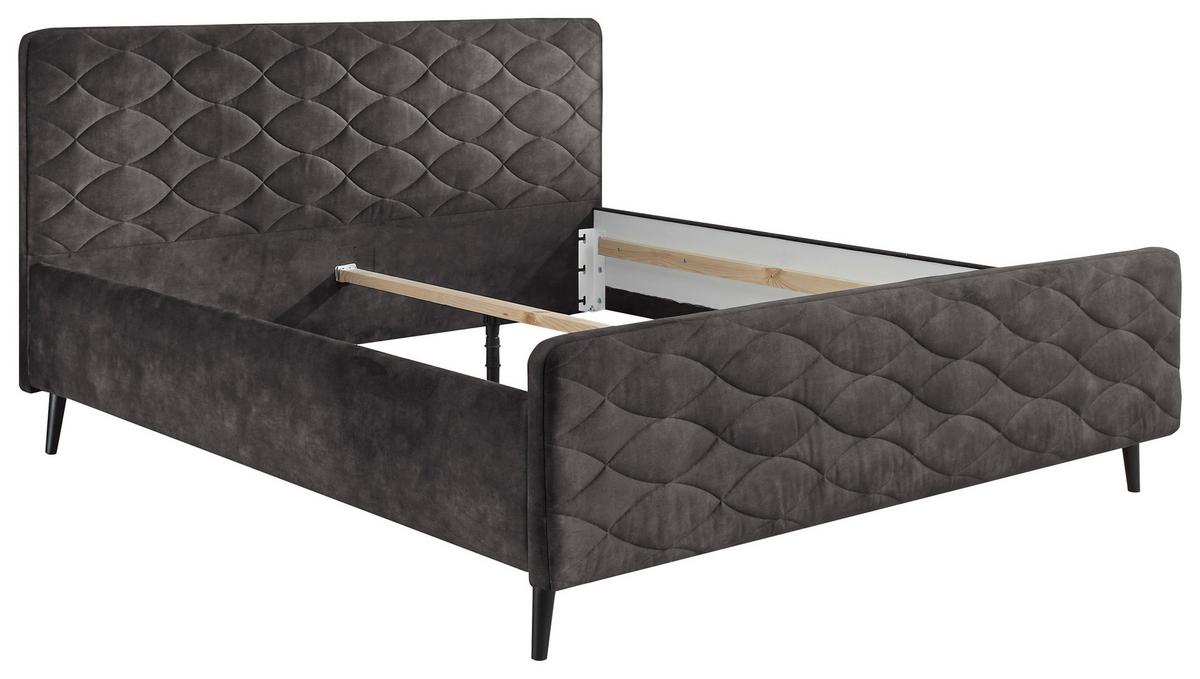 Polsterbett Mario A ca. 180x200 cm Dunkelgrau - Dunkelgrau, Basics, Holz/Holzwerkstoff (180/200cm) - MID.YOU