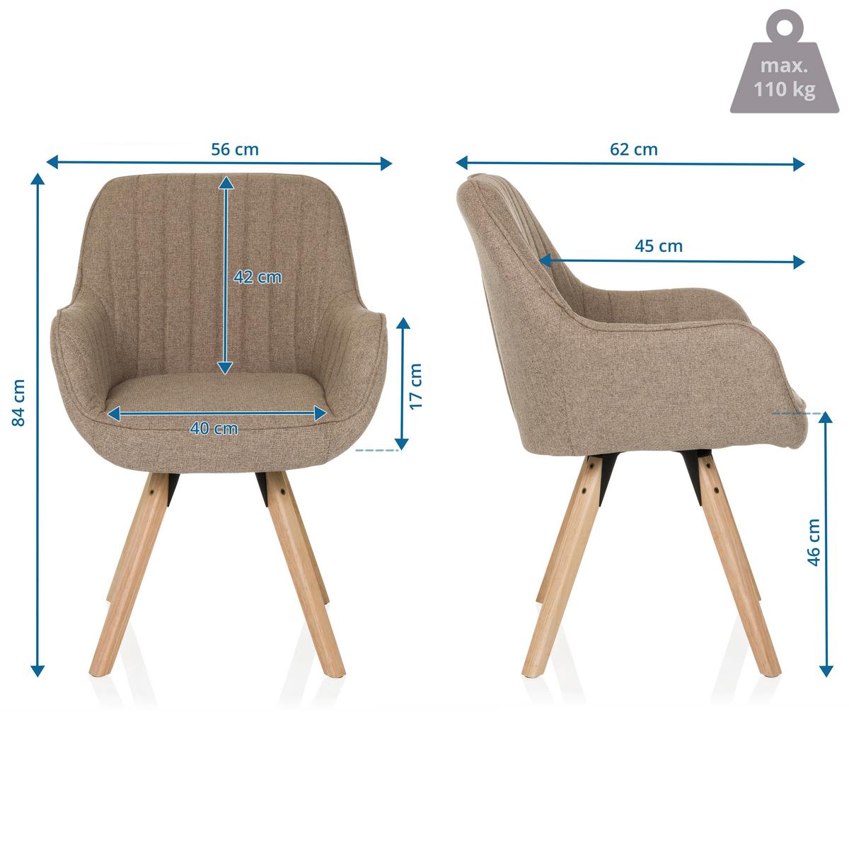 Naslanjač Scandi Soft, Bež - barve bukve/bež, Moderno, tekstil/les (56/84/62cm) - MID.YOU
