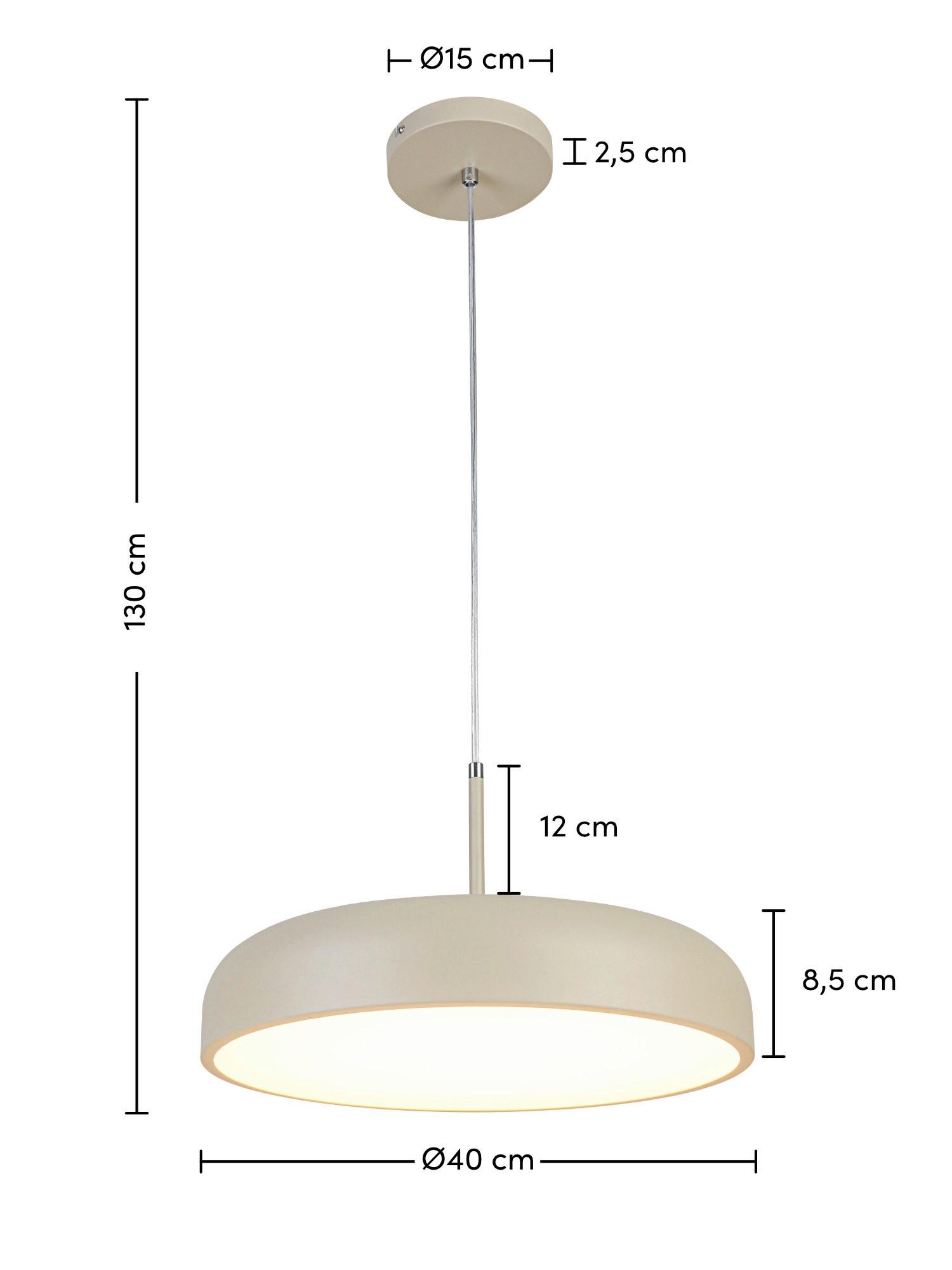 LED-HÄNGLAMPA MIKE - vit/sandfärgad, Modern, metall/plast (40/40/130cm) - Mömax