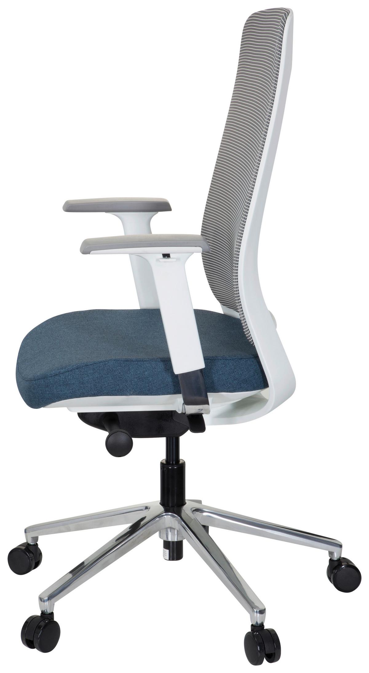 Pisarniški Stol Chiaro T1 White, Modra, Siva - modra/siva, Moderno, kovina/umetna masa (67/118/63cm) - MID.YOU
