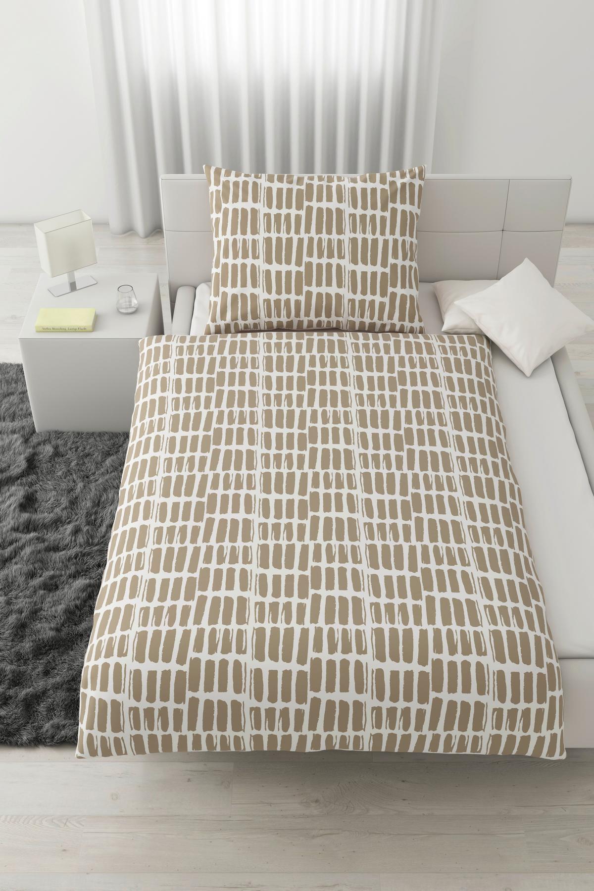 Posteljina Adam 140x200/60x80 Cm - bijela/bež, Moderno, tekstil (140/200cm) - Mömax