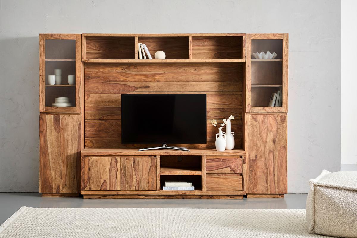 MEBLOŚCIANKA DO SALONU KALKUTA - kolor palisandrowy, Konventionell, drewno (265/175/40cm) - Livetastic