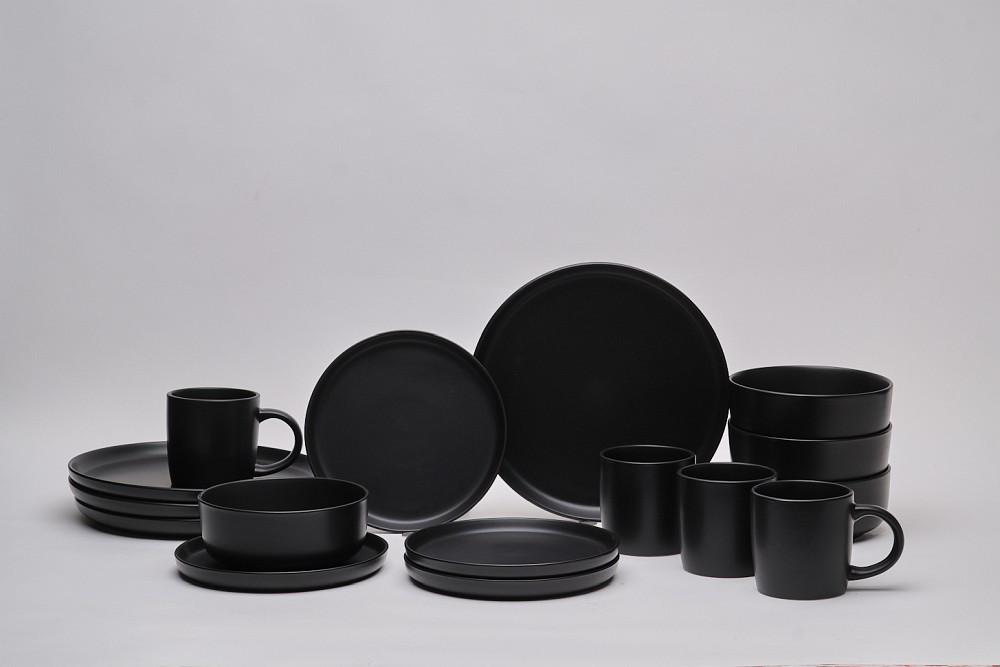 SERWIS OBIADOWO-ŚNIADANIOWY 21005 - czarny, Trend, ceramika - Novel