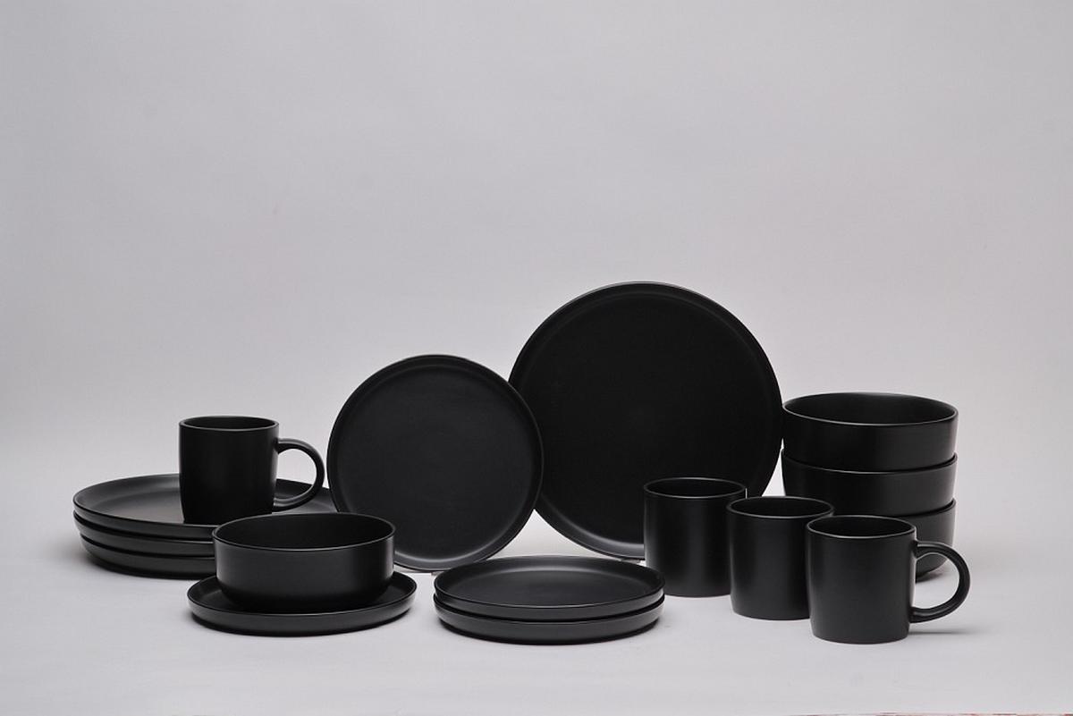 SERWIS OBIADOWO-ŚNIADANIOWY 21005 - czarny, Trend, ceramika - Novel