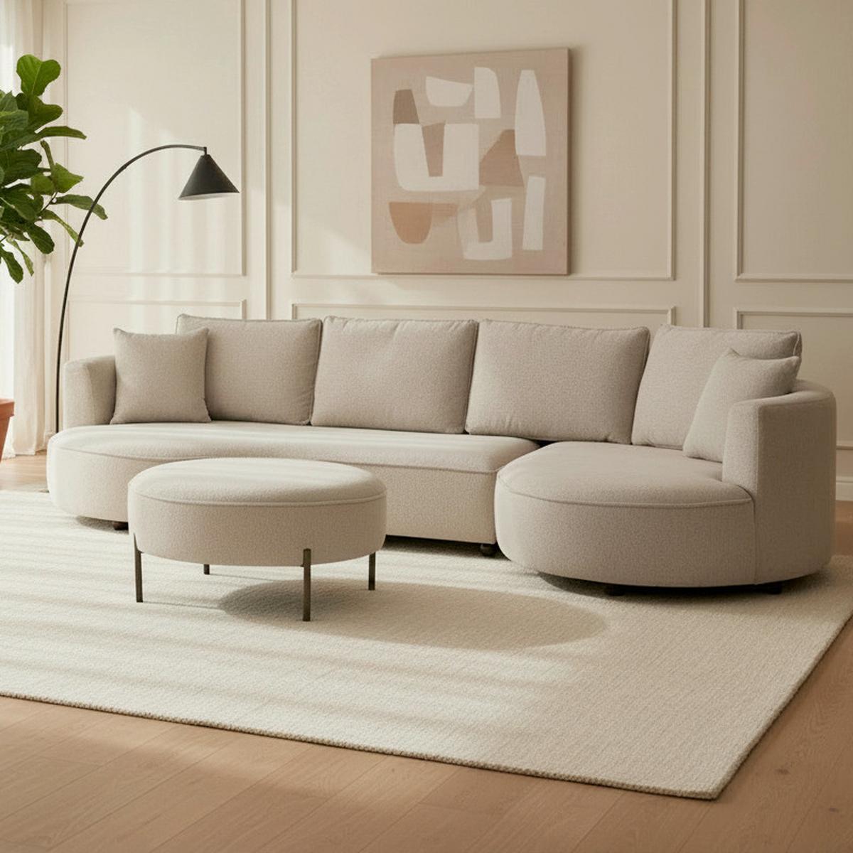 Canapea modulara NILAS - bej, Modern, lemn/metal (322/154cm) - Bessagi Home