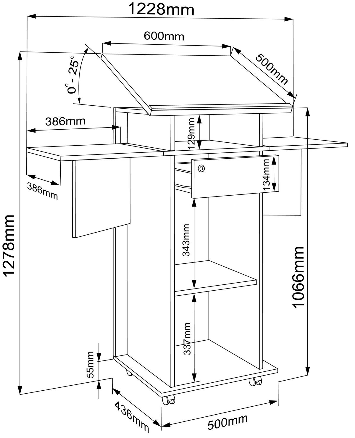 Stoječi Pult Salia M, Antracit, Barva Hrasta - medeni hrast/antracit, Design, leseni material (123/128/44cm) - MID.YOU