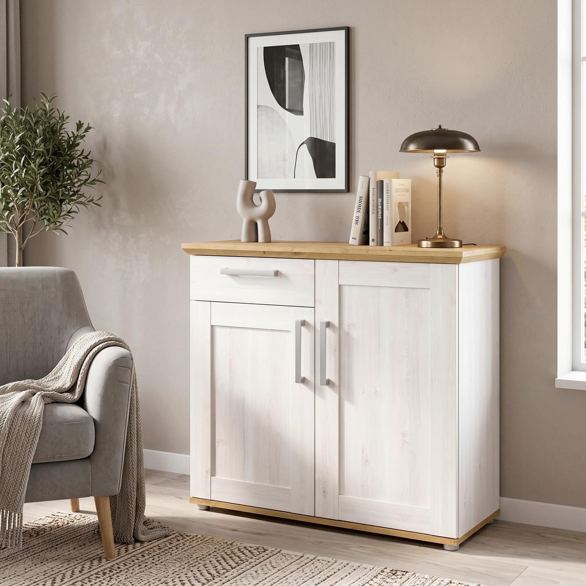 Kommode Verona ca. 90x88x37 cm Lärche/Eiche - KONVENTIONELL, Holzwerkstoff/Kunststoff (95/92/39cm) - MID.YOU