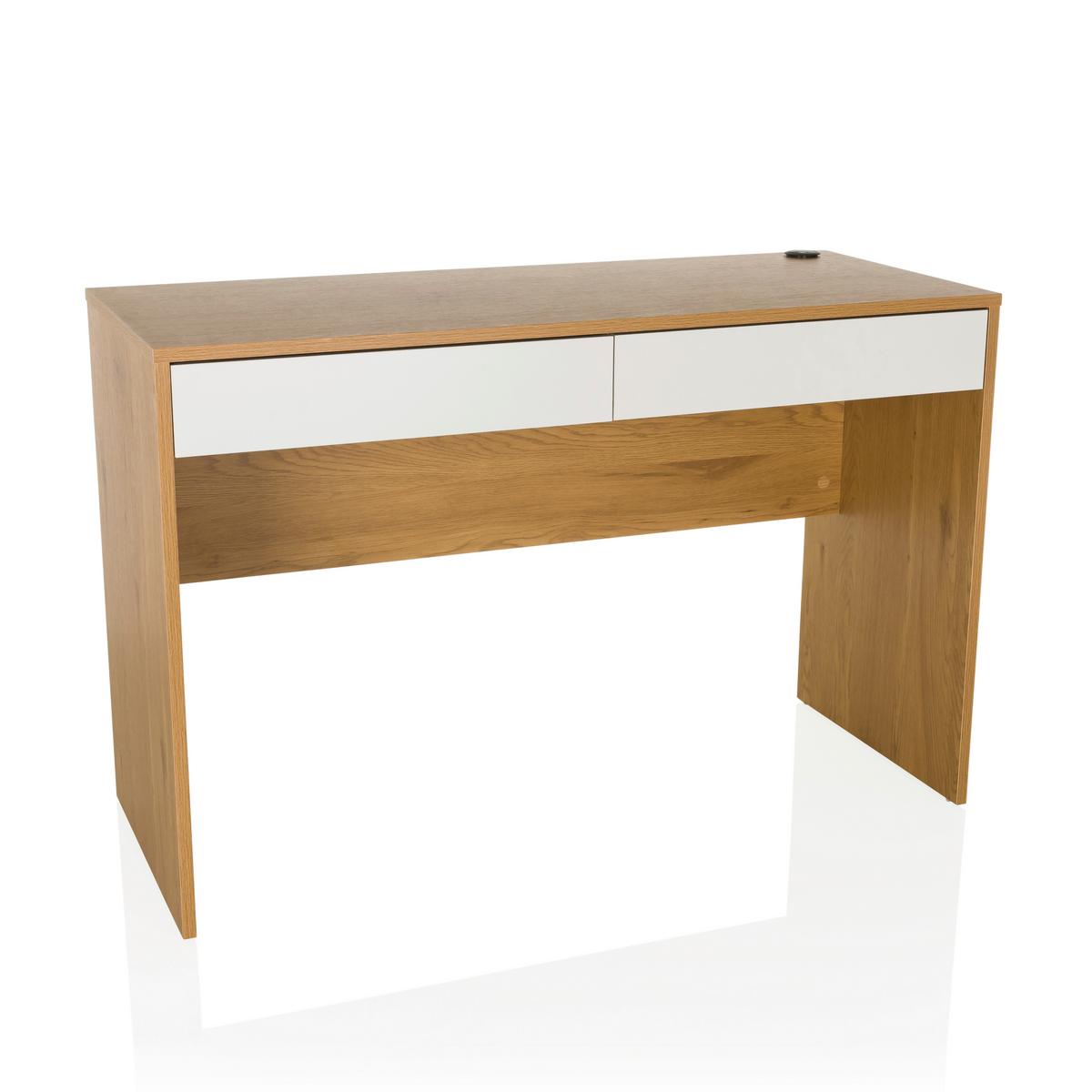 Pisalna Miza Berga, Bela, Barva Hrasta - barve hrasta/bela, Moderno, leseni material (120/50/78cm) - MID.YOU