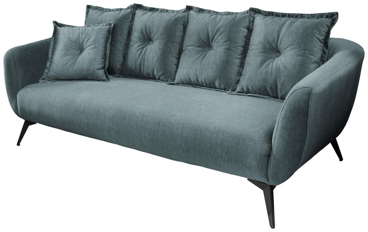 3-Sitzer-Sofa Baggio Blau Velours - Blau/Schwarz, MODERN, Holz/Textil (236/94/103cm) - Livetastic