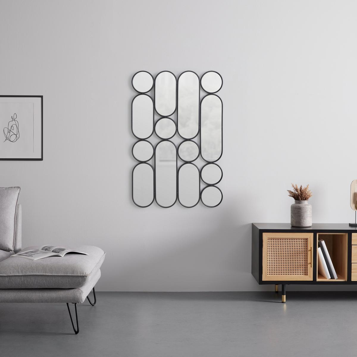Zidno Ogledalo Arco - crna, Romantično / ladanjski, staklo/metal (80/120/2,5cm) - Premium Living