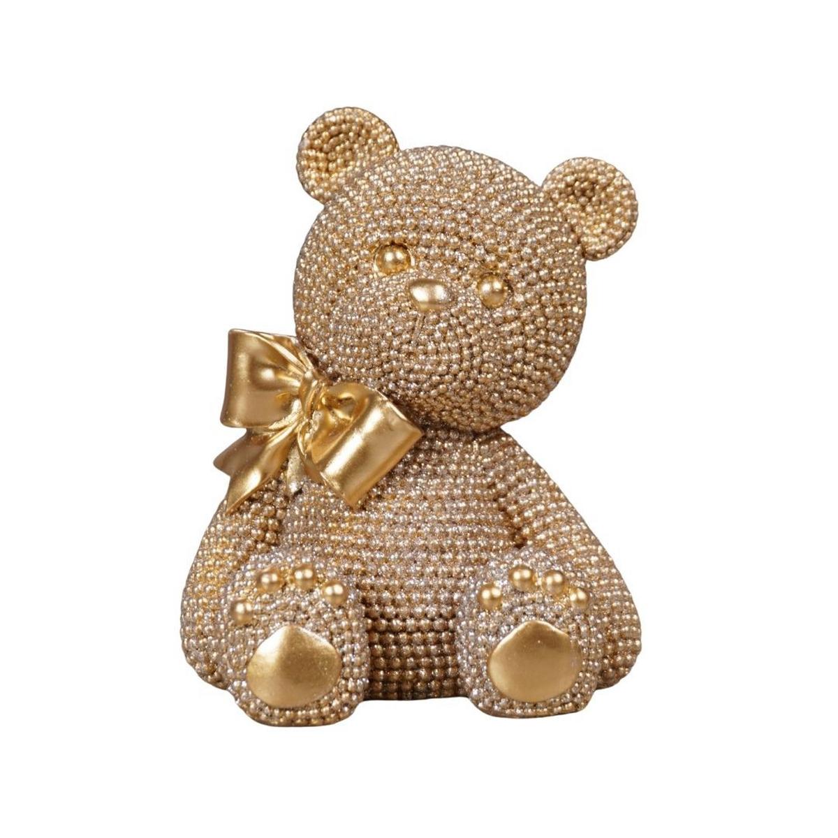 Dekor Medve Teddycute - aranyszínű, műanyag (10/8,3/12,8cm)