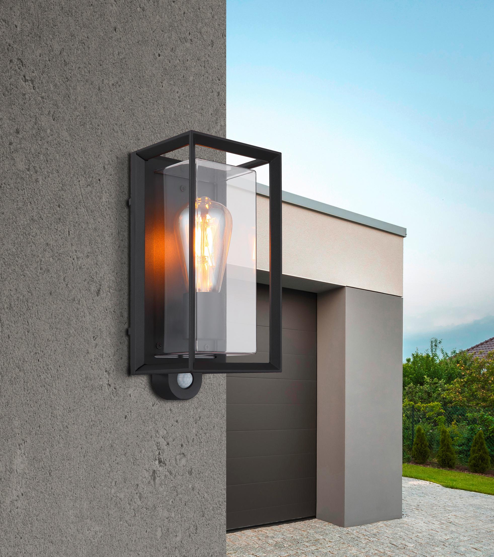 Außenleuchte Logana Schwarz max. 60 Watt - Klar/Schwarz, KONVENTIONELL, Kunststoff/Metall (13/28/12,2cm) - Globo