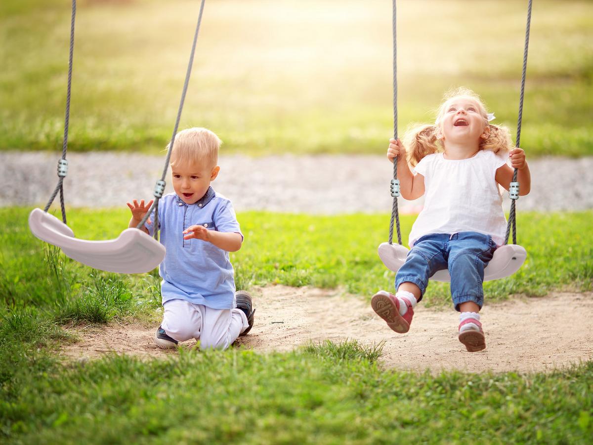 Schaukel Double Swing in Weiß/Anthrazit - Anthrazit/Weiß, Basics, Kunststoff/Metall (210/217/210cm) - Ambia Garden