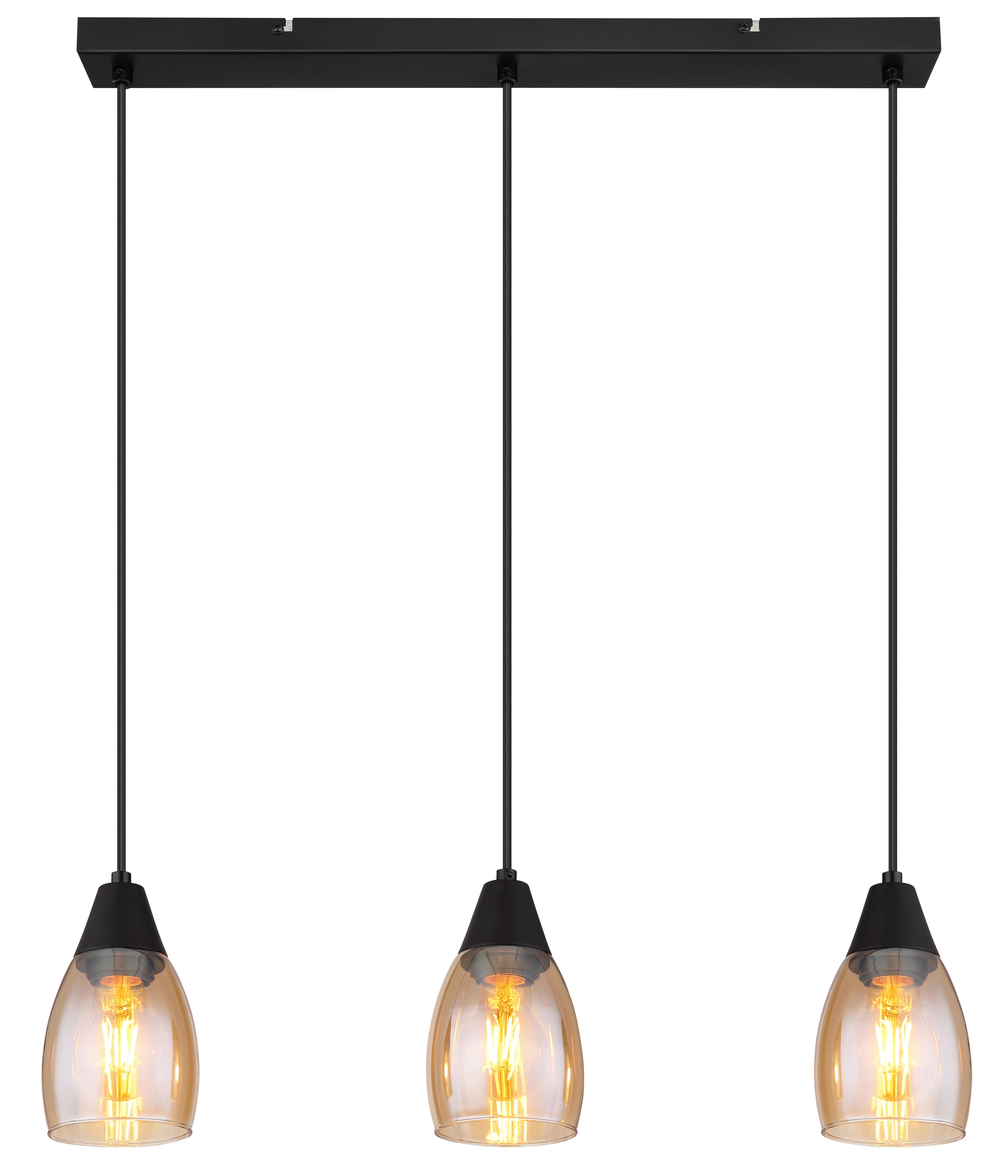 LAMPA WISZĄCA 15705-3H - czarny, Design, tworzywo sztuczne/metal (55/10/120cm) - Globo