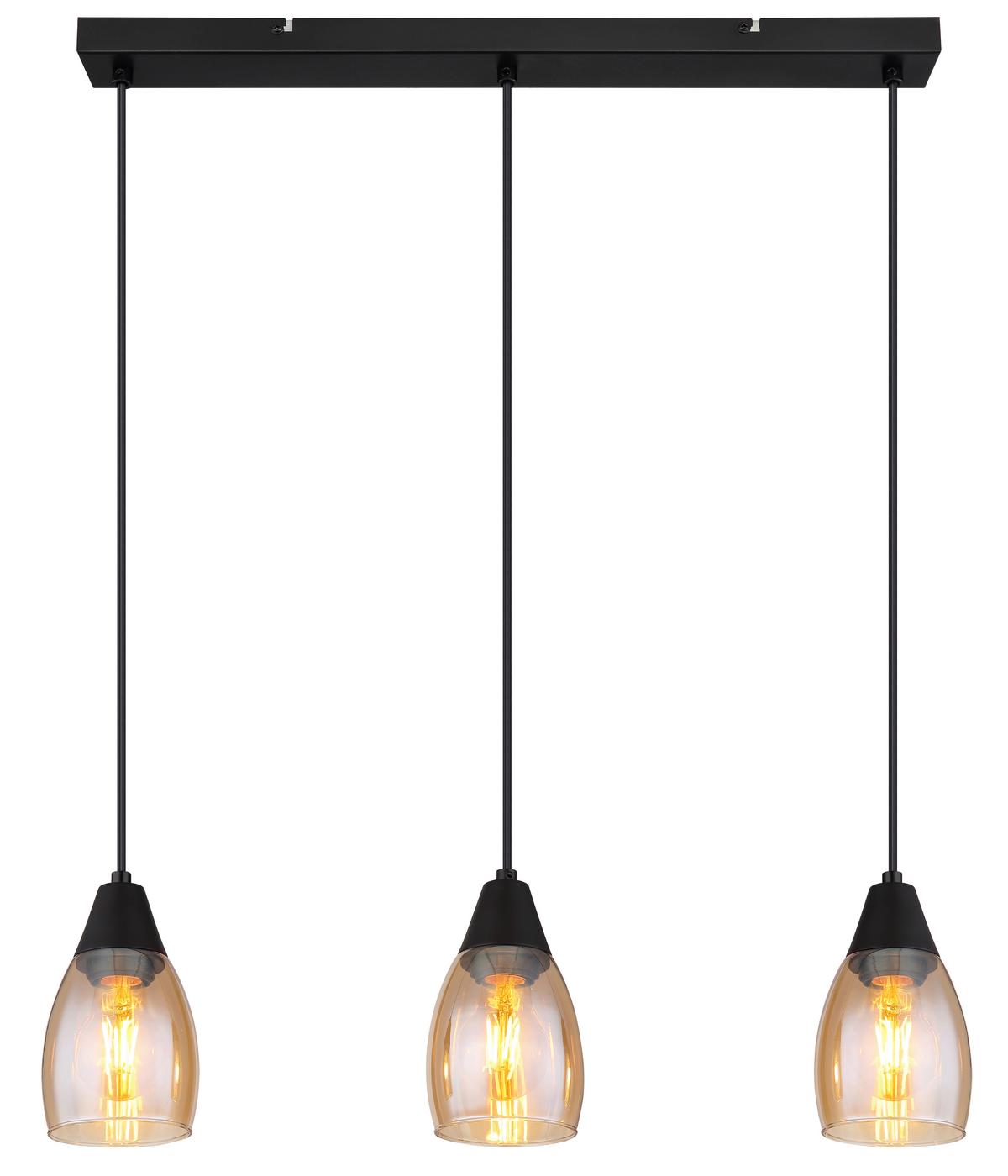 LAMPA WISZĄCA 15705-3H - czarny, Design, tworzywo sztuczne/metal (55/10/120cm) - Globo