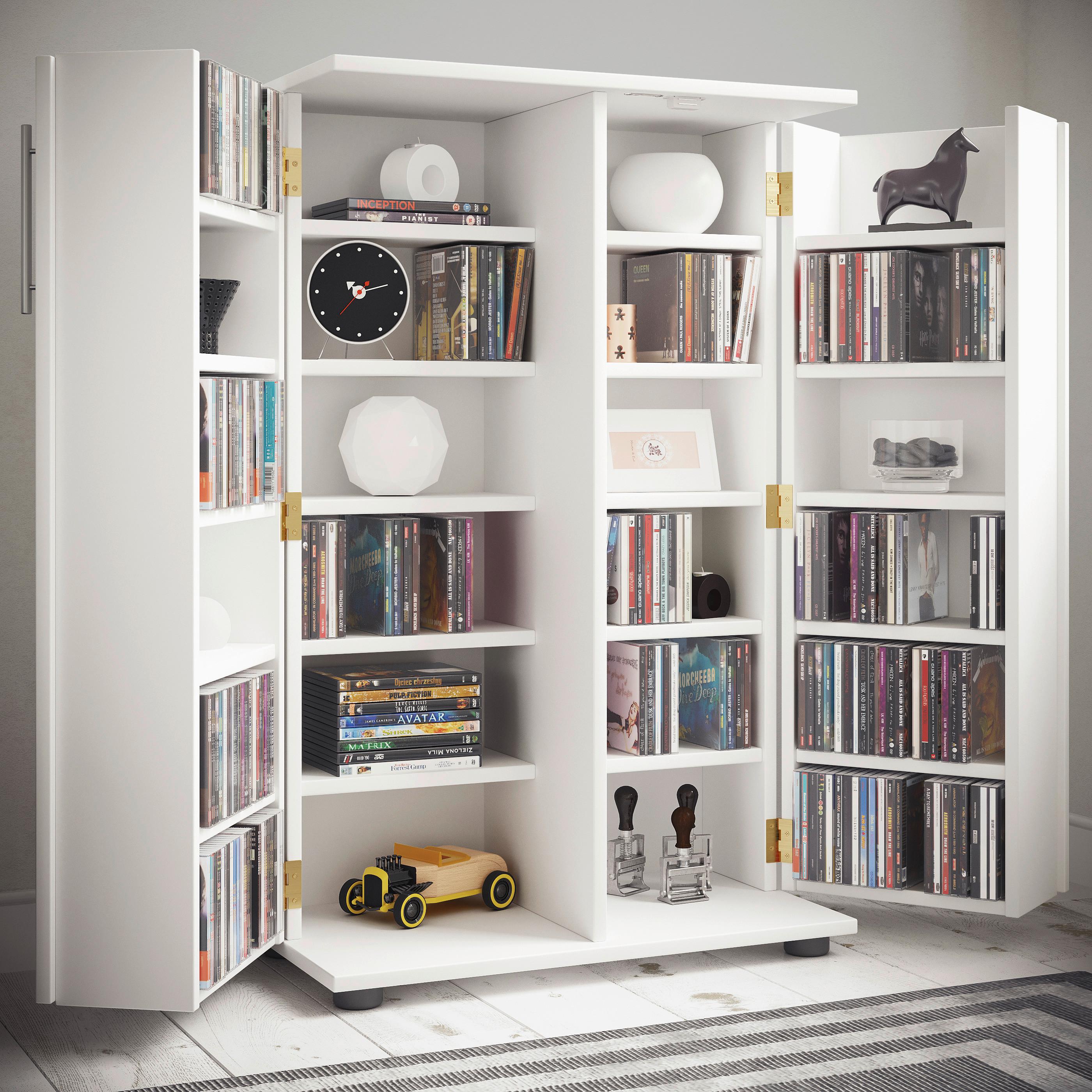 CD-REGAL ENGALO XL - Weiss/Schwarz, Design, Holzwerkstoff/Kunststoff (60/93/31cm) - MID.YOU