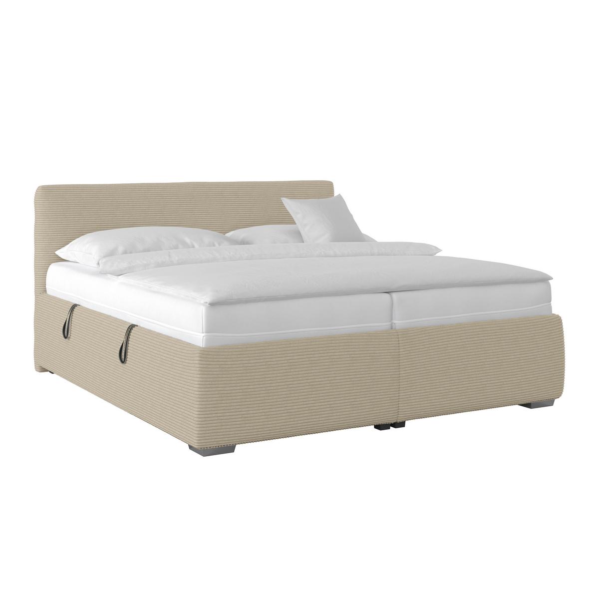 Tapecirani Krevet S Madracem Lesia - bijela/boje kroma, Moderno, drvni materijal/drvo (180/200cm)